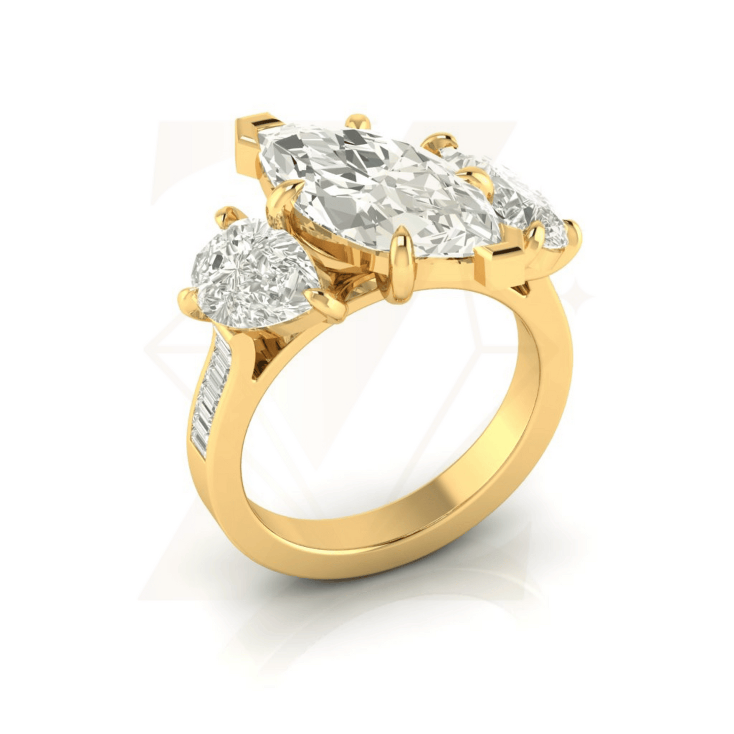 4.31 CTW Three Stone Cut Ring - Zuvelio.com