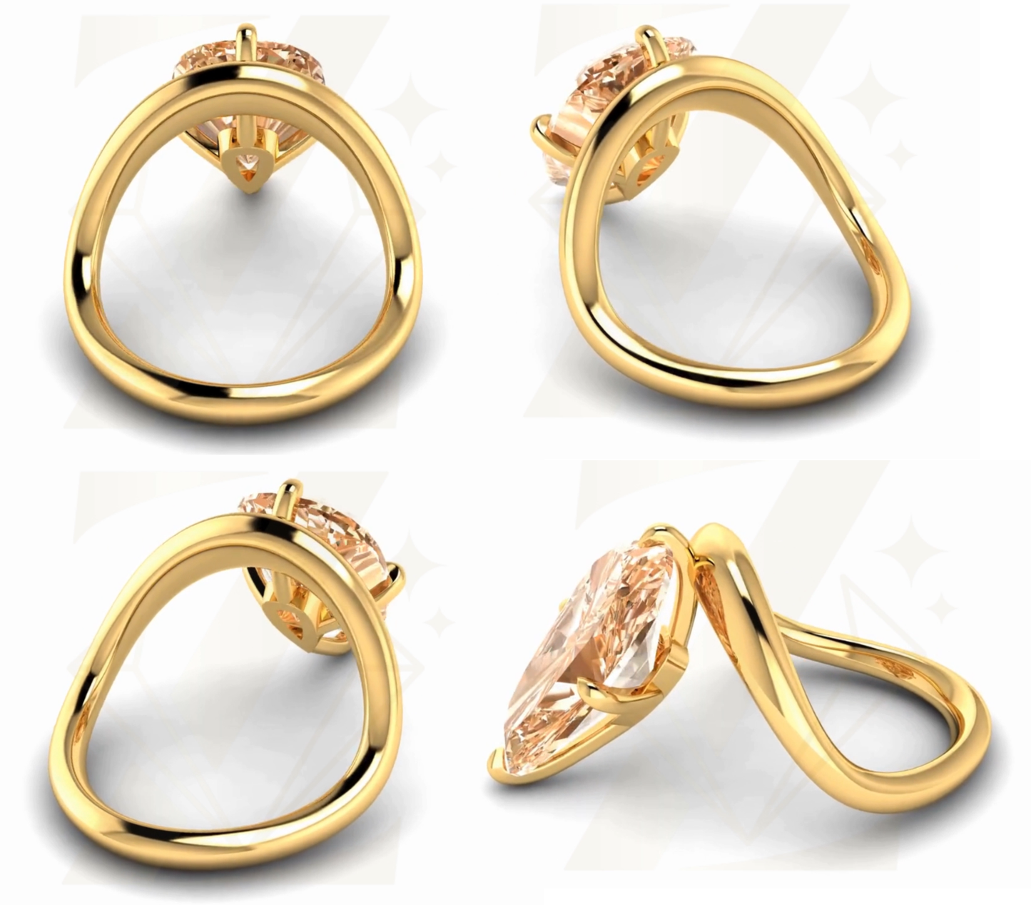 10.70 CTW Pear Cut Ring