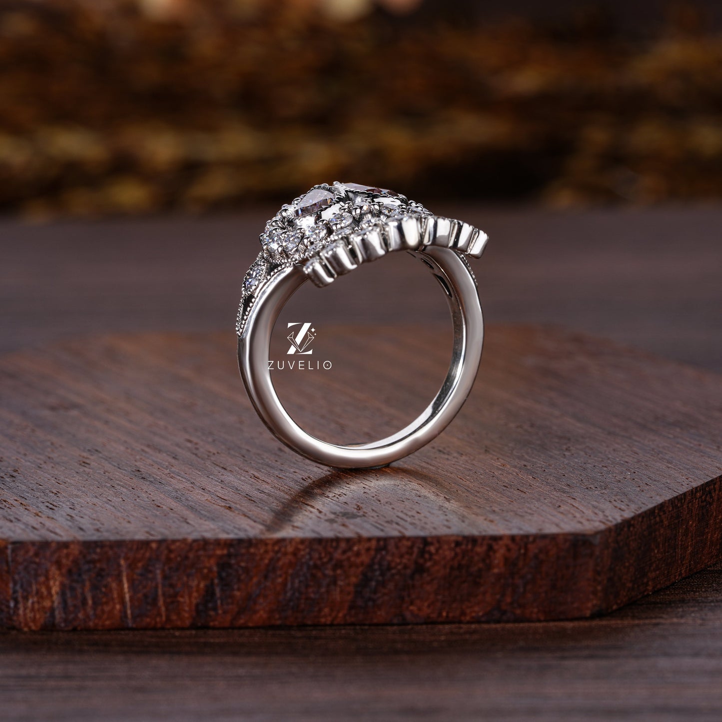 Rose cut Queen Moissanite Ring - Zuvelio.com