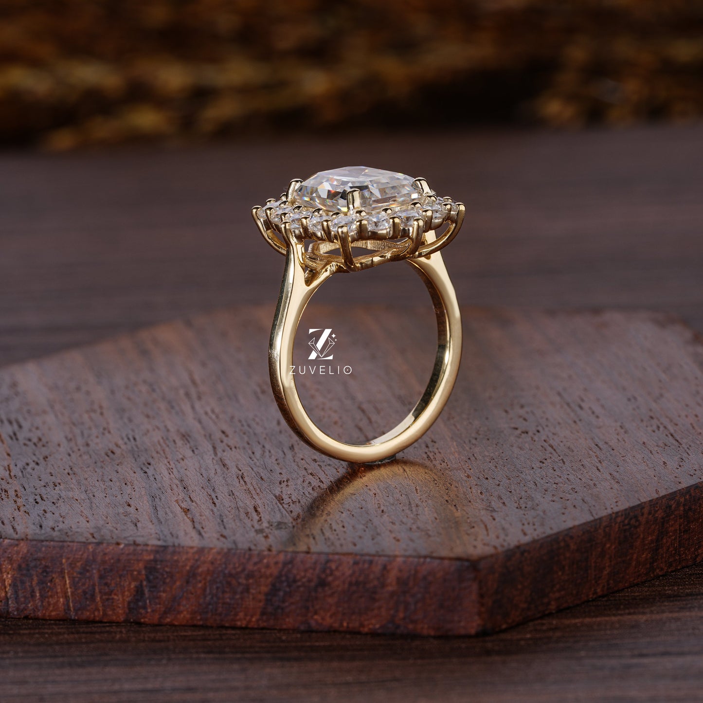Emerald Cut Halo Style Ring - Zuvelio.com