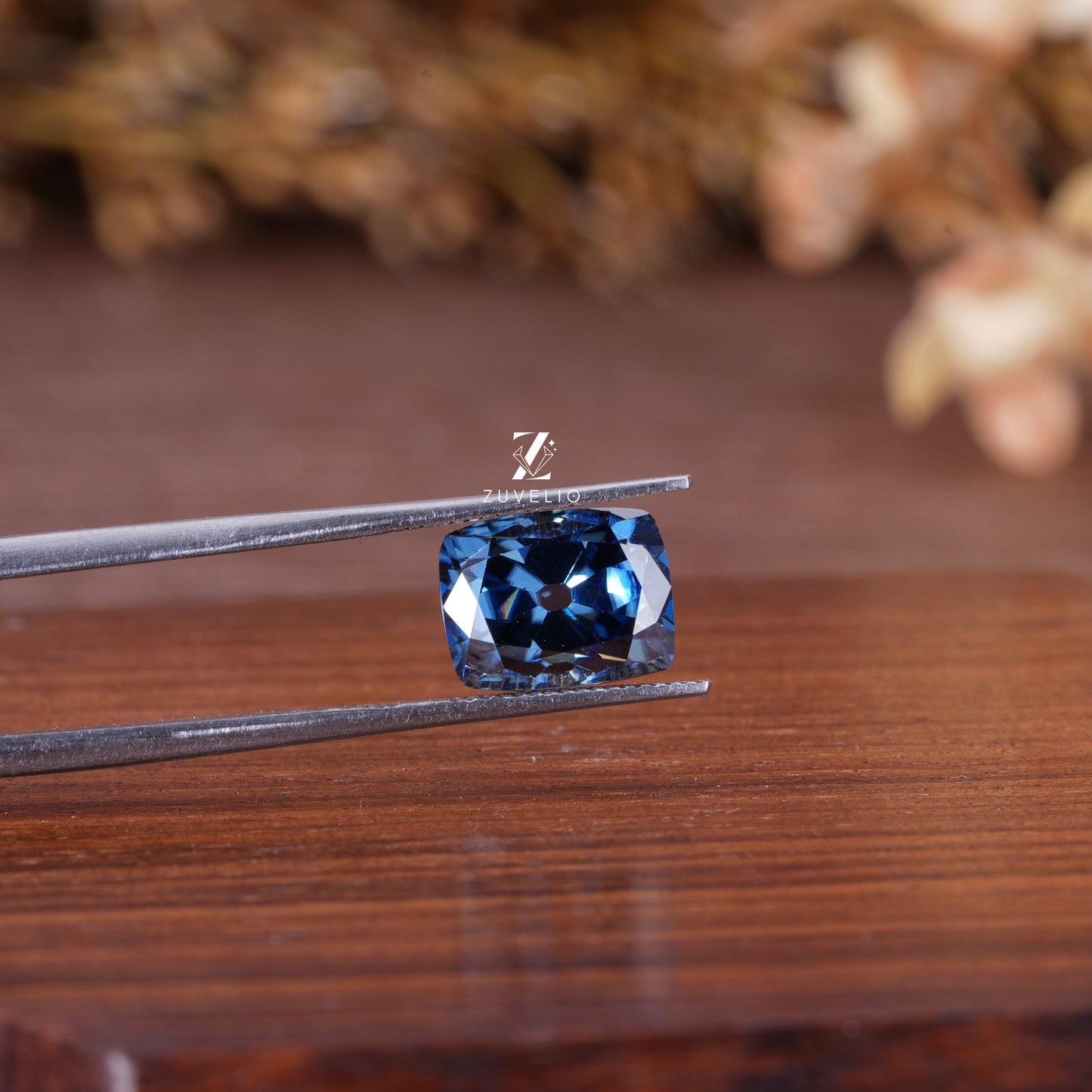 Blue Radiant Cut Moissanite