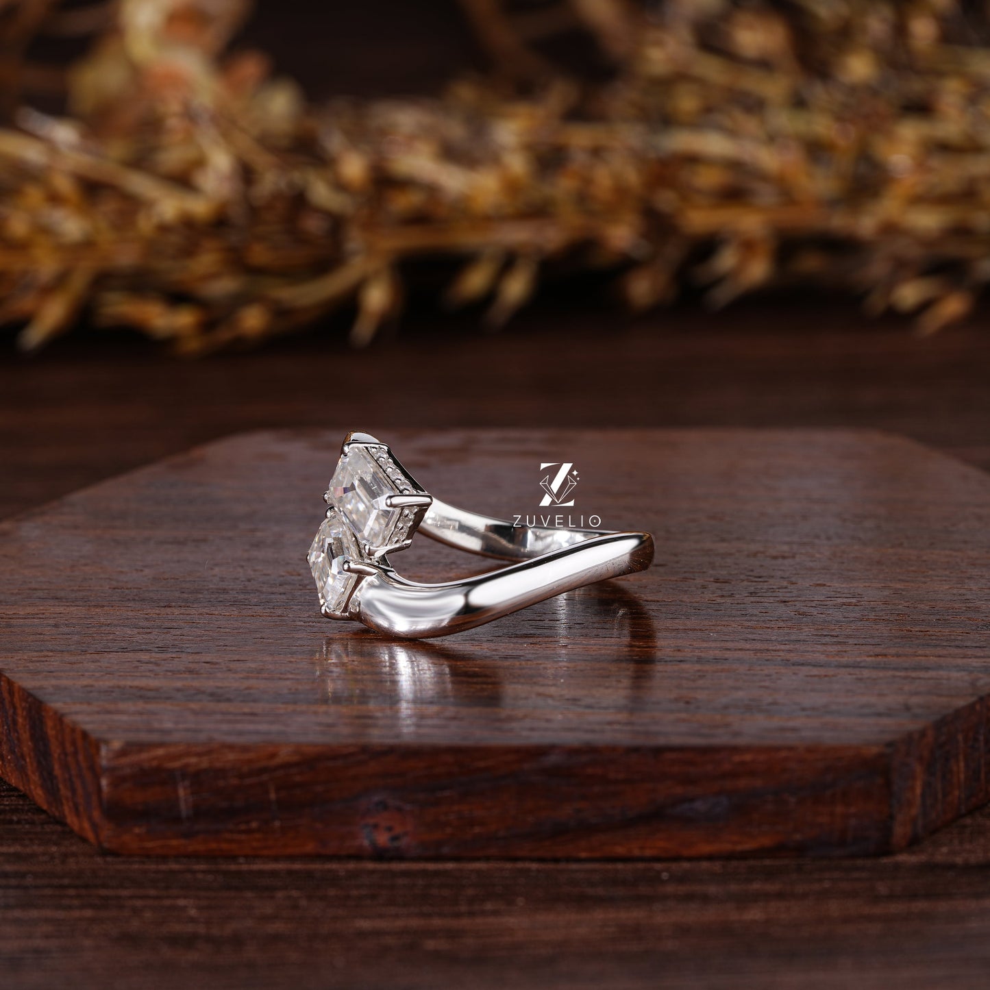 Two Stone Twisted Band Ring - Zuvelio.com