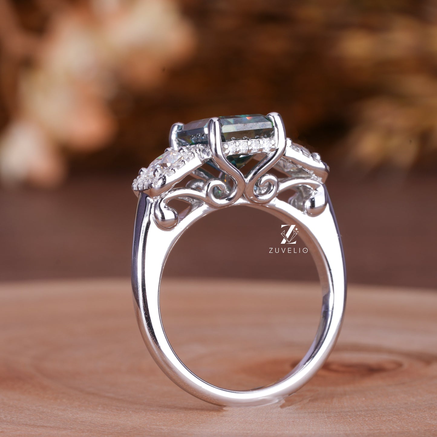Emerald Cut Moissanite Ring