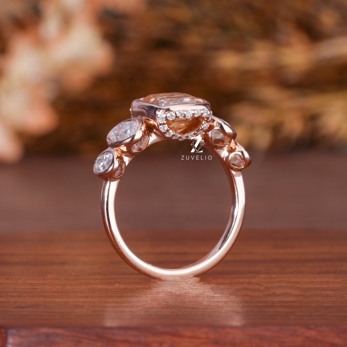 Cushion Chamapgne Moissanite Ring