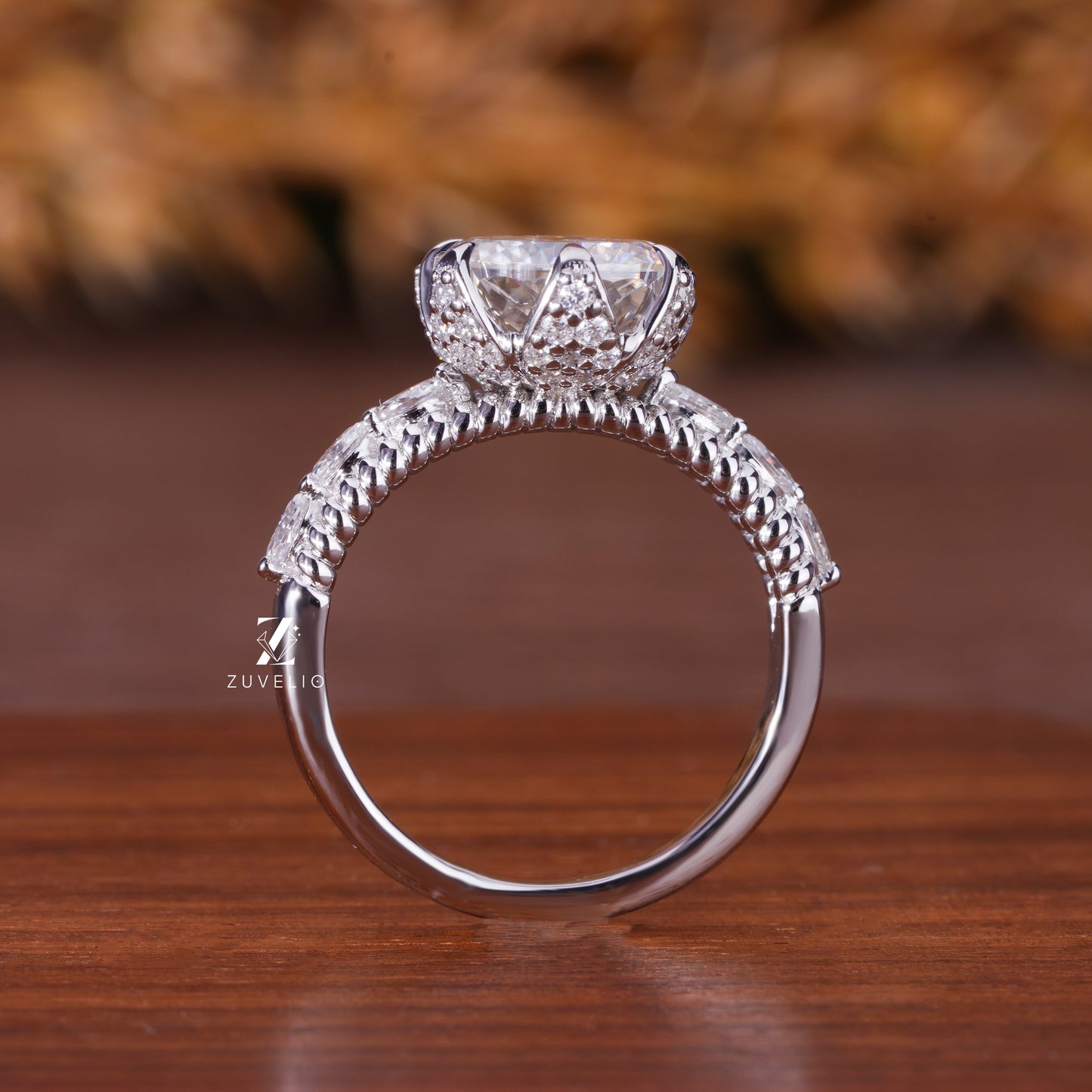 Portuguese Cut Moissanite Ring