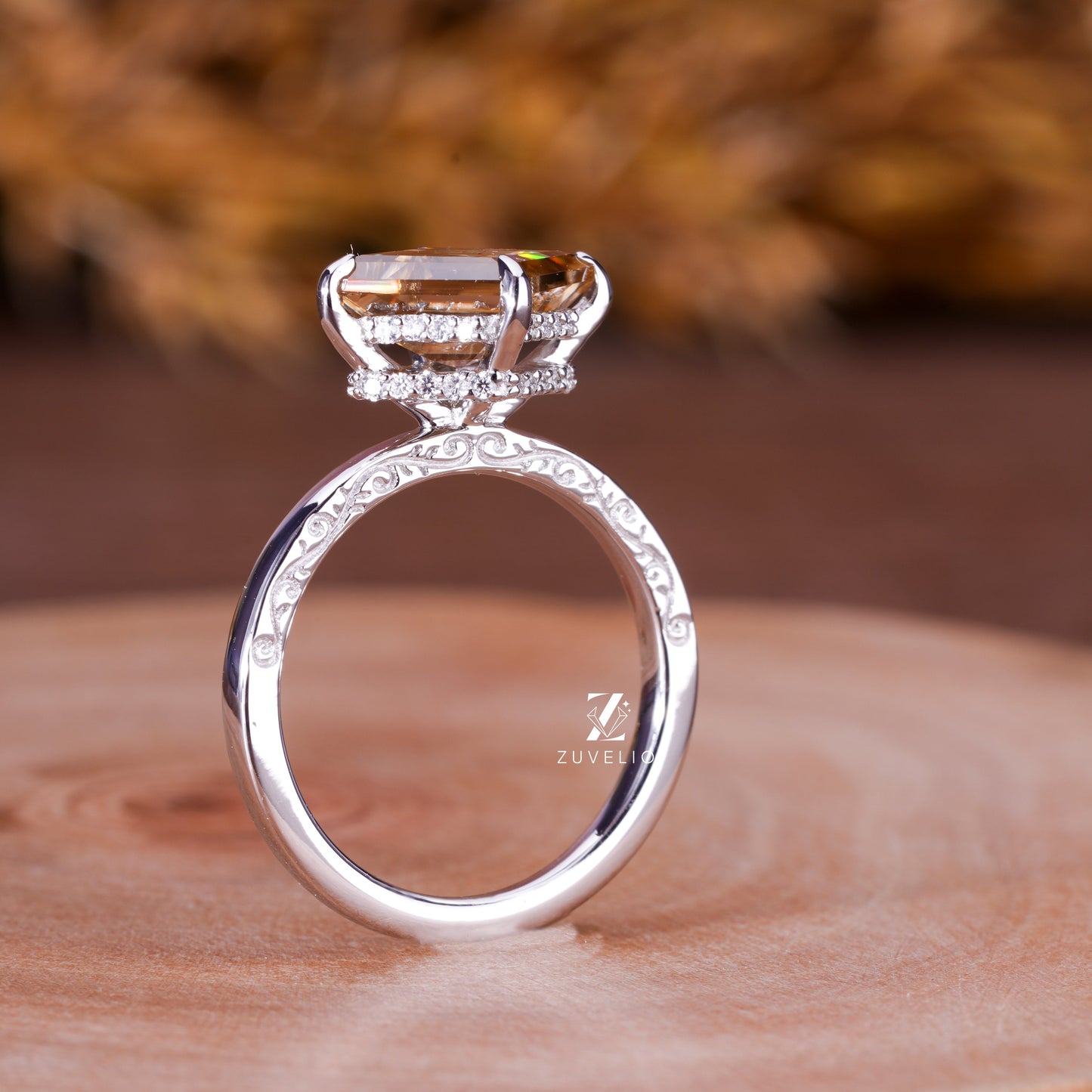 Lozenge Moissanite Engagement Ring