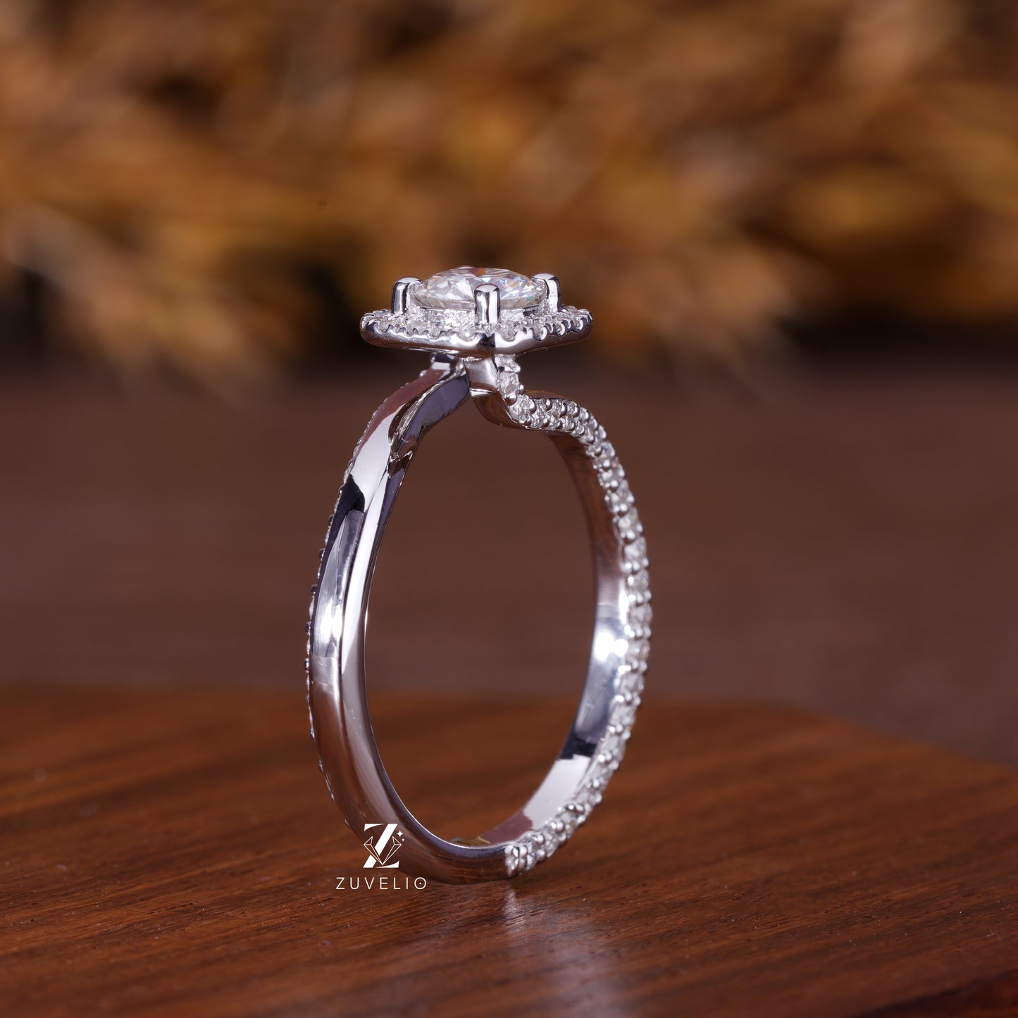 Twisted Halo Moissanite Ring