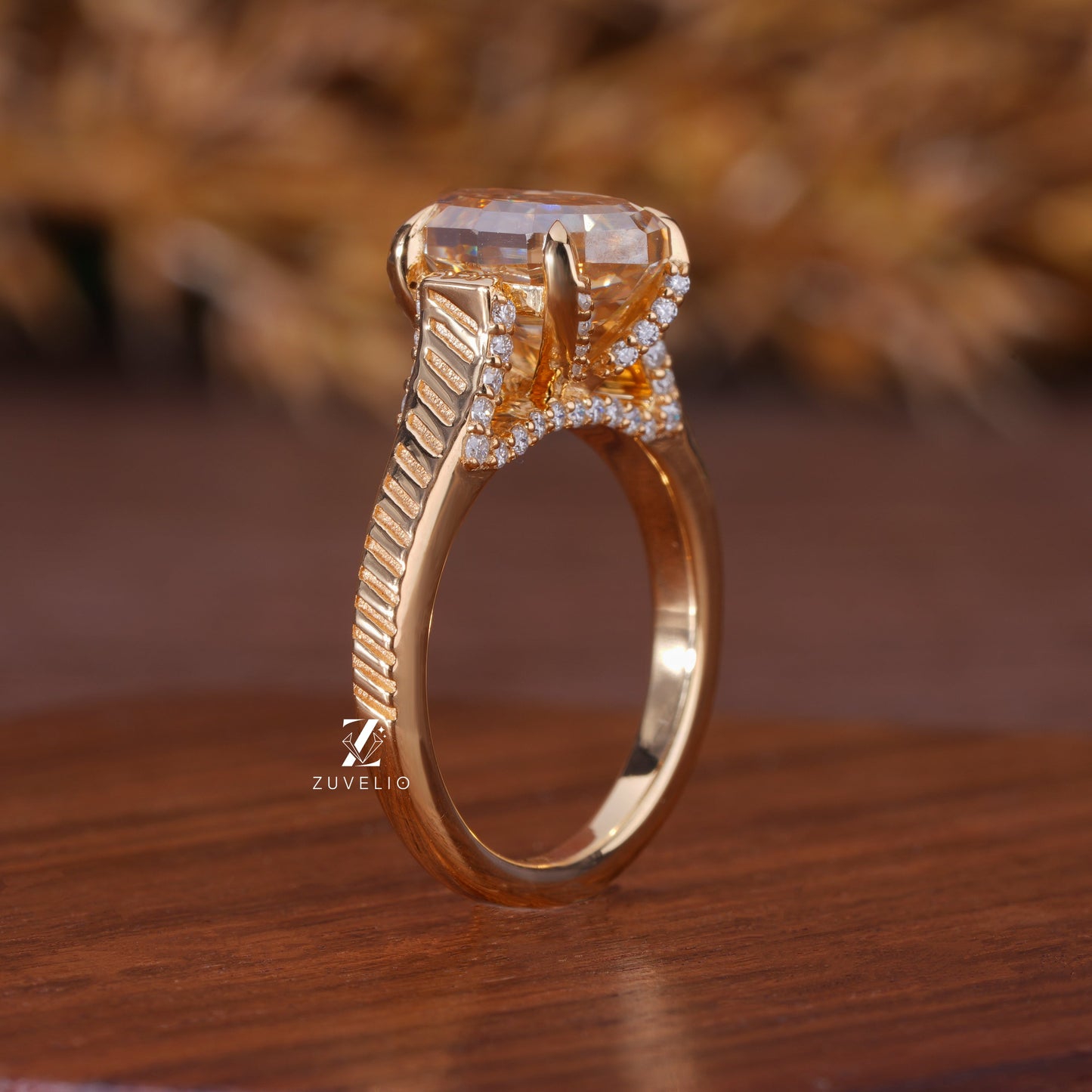 Step Cut Moissanite Ring