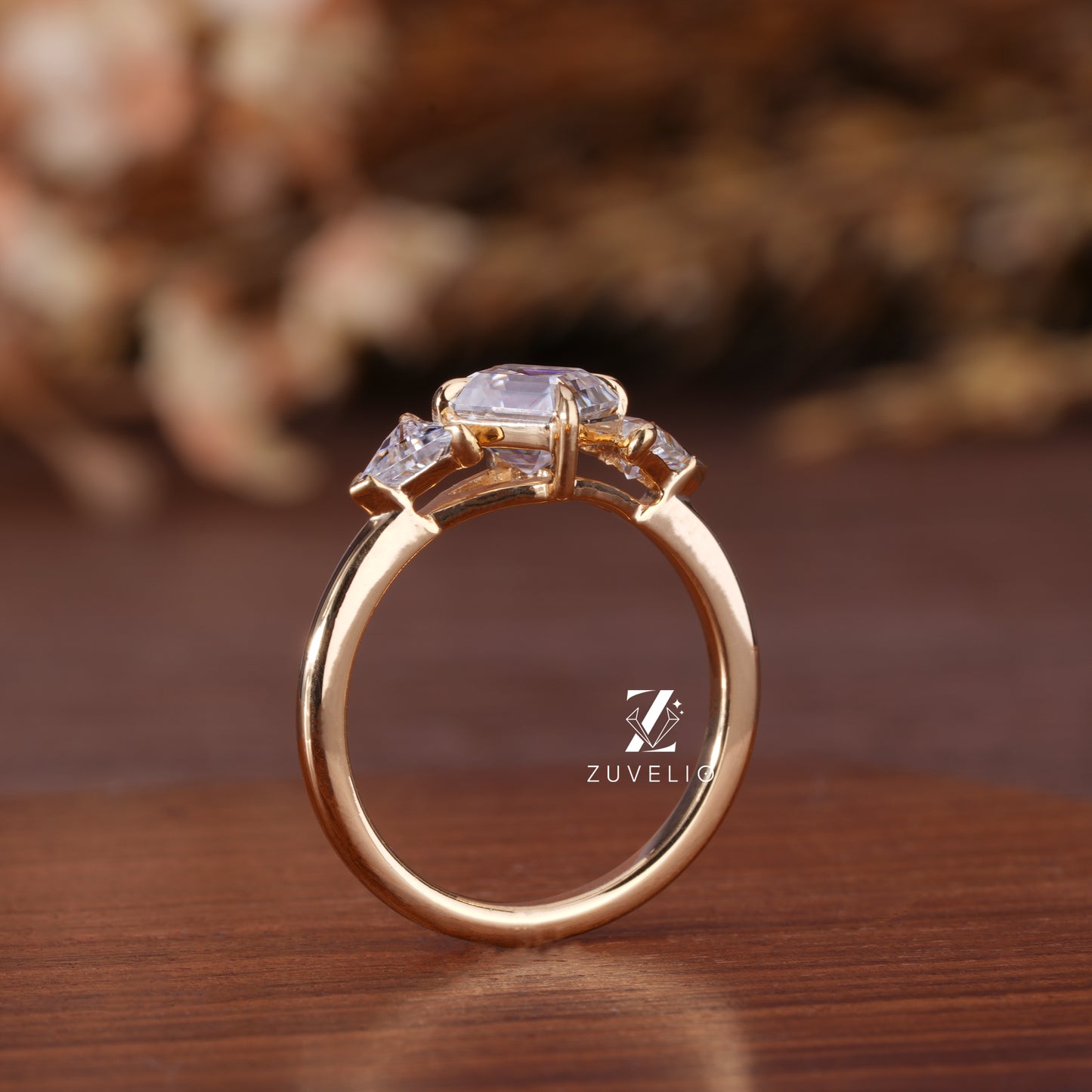 Asscher Cut Moissanite Ring