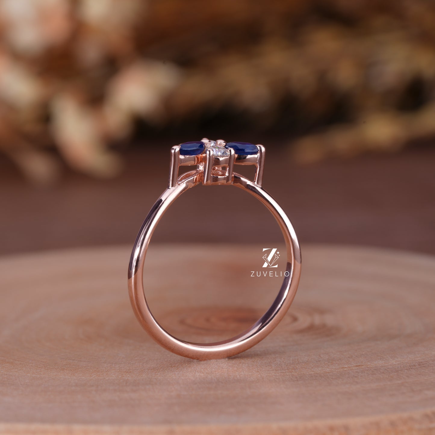 Blue Marquise Moissanite Ring