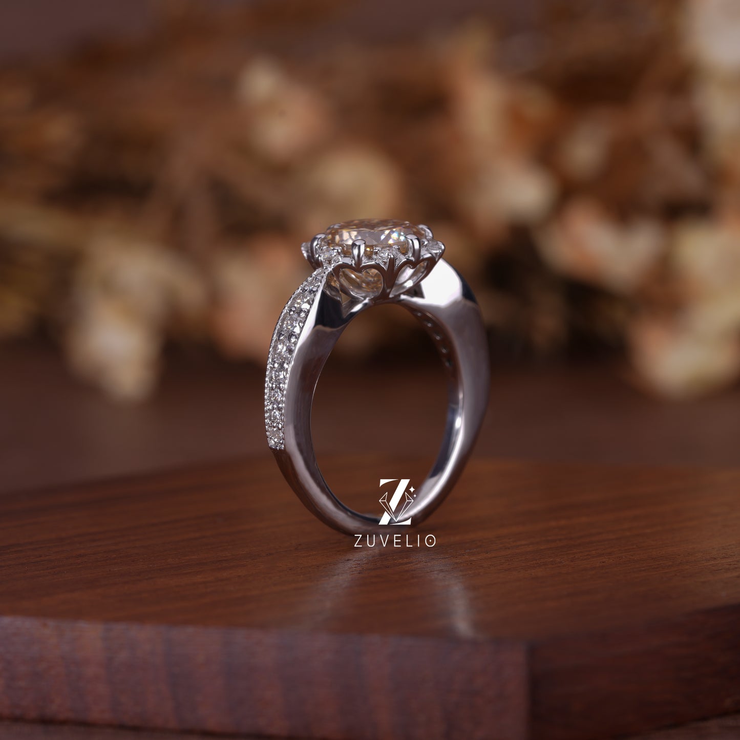 Victorian Champagne Moissanite Ring