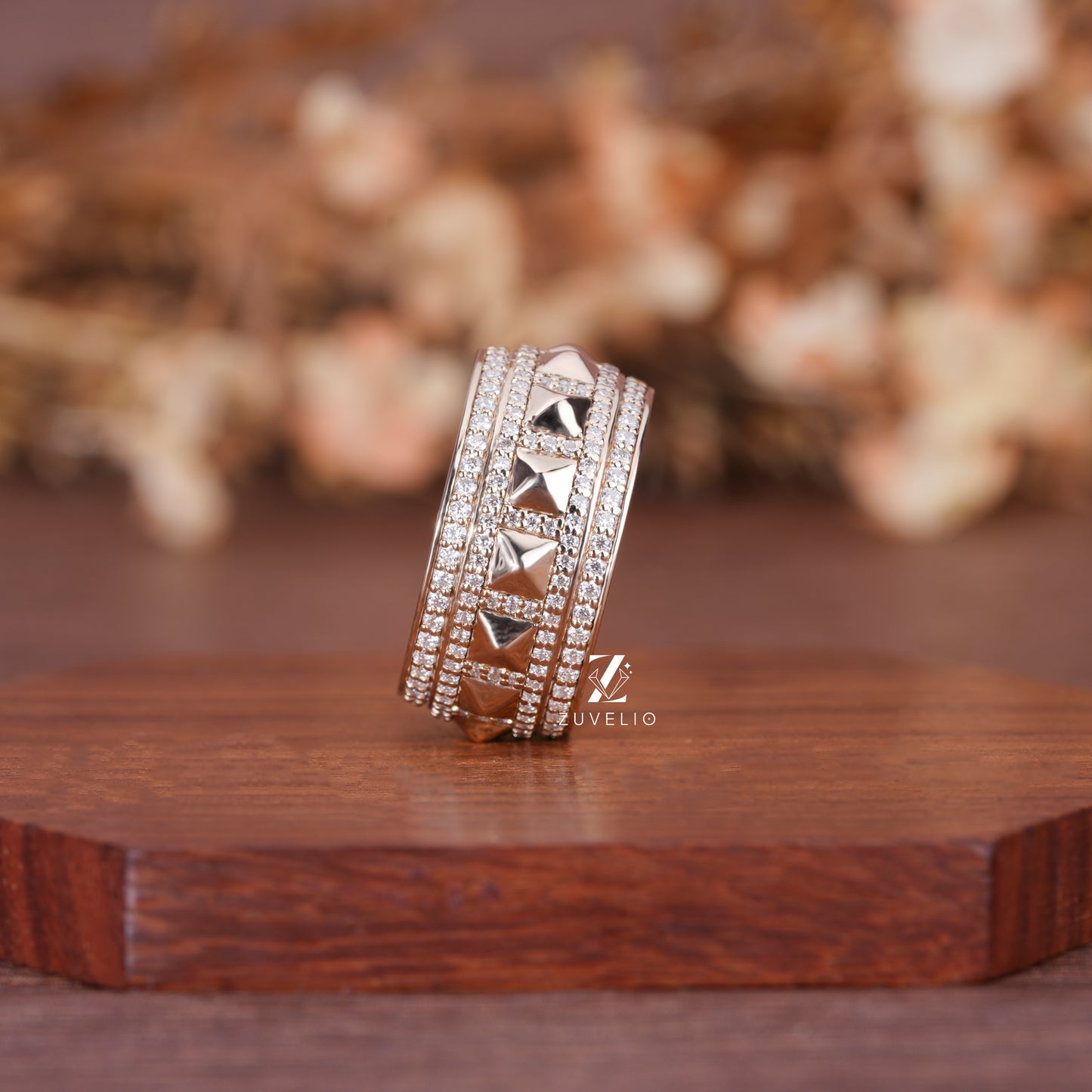 Pyramid Inspired Moissanite Band