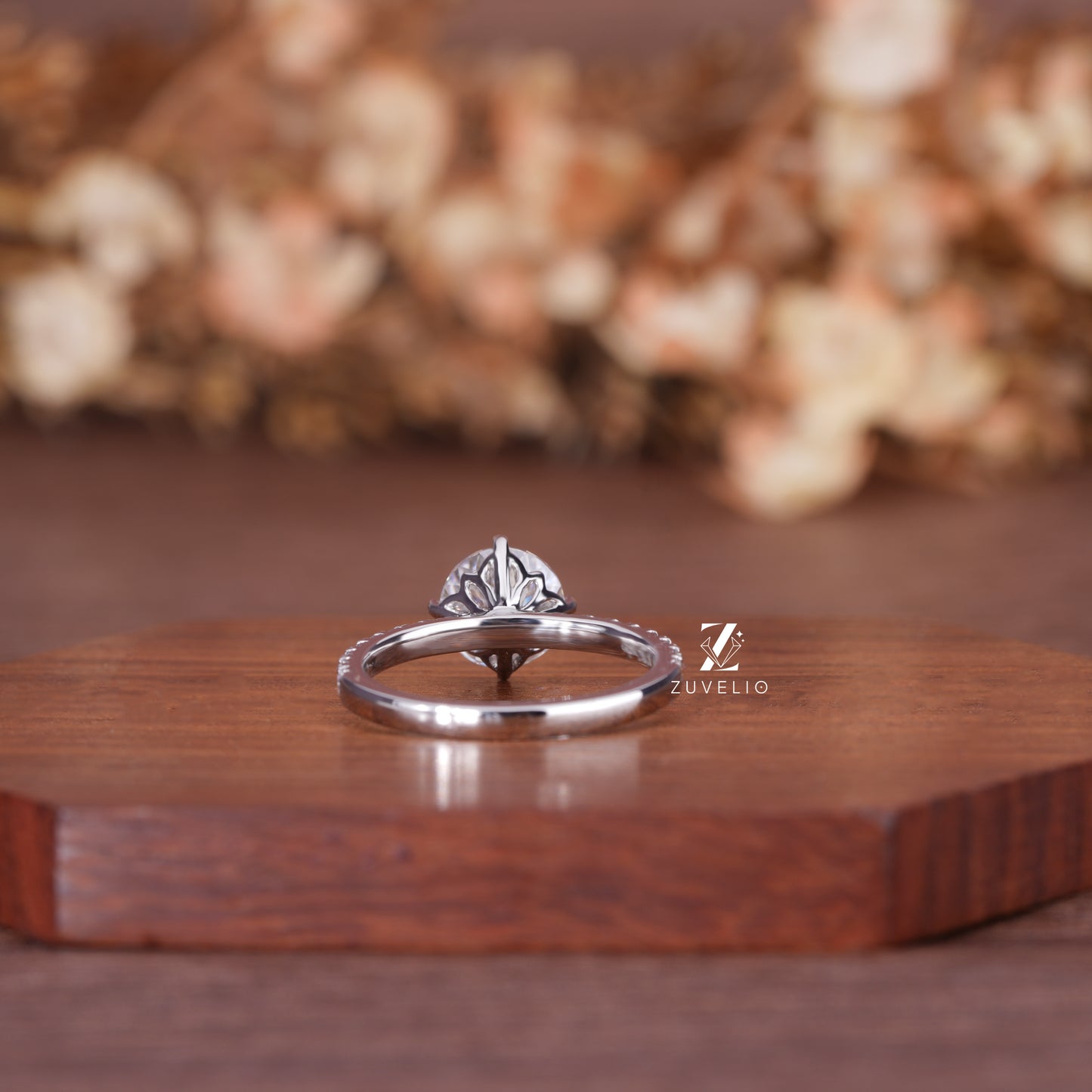 Portuguese Round Moissanite Ring