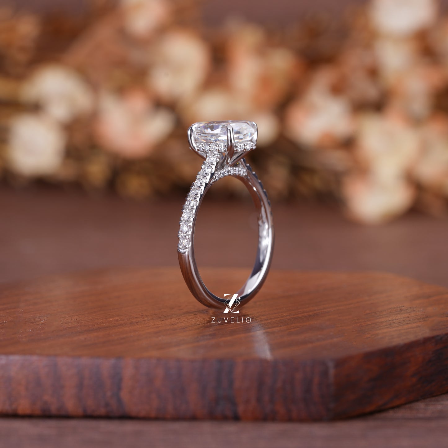 Oval Hidden Halo Ring