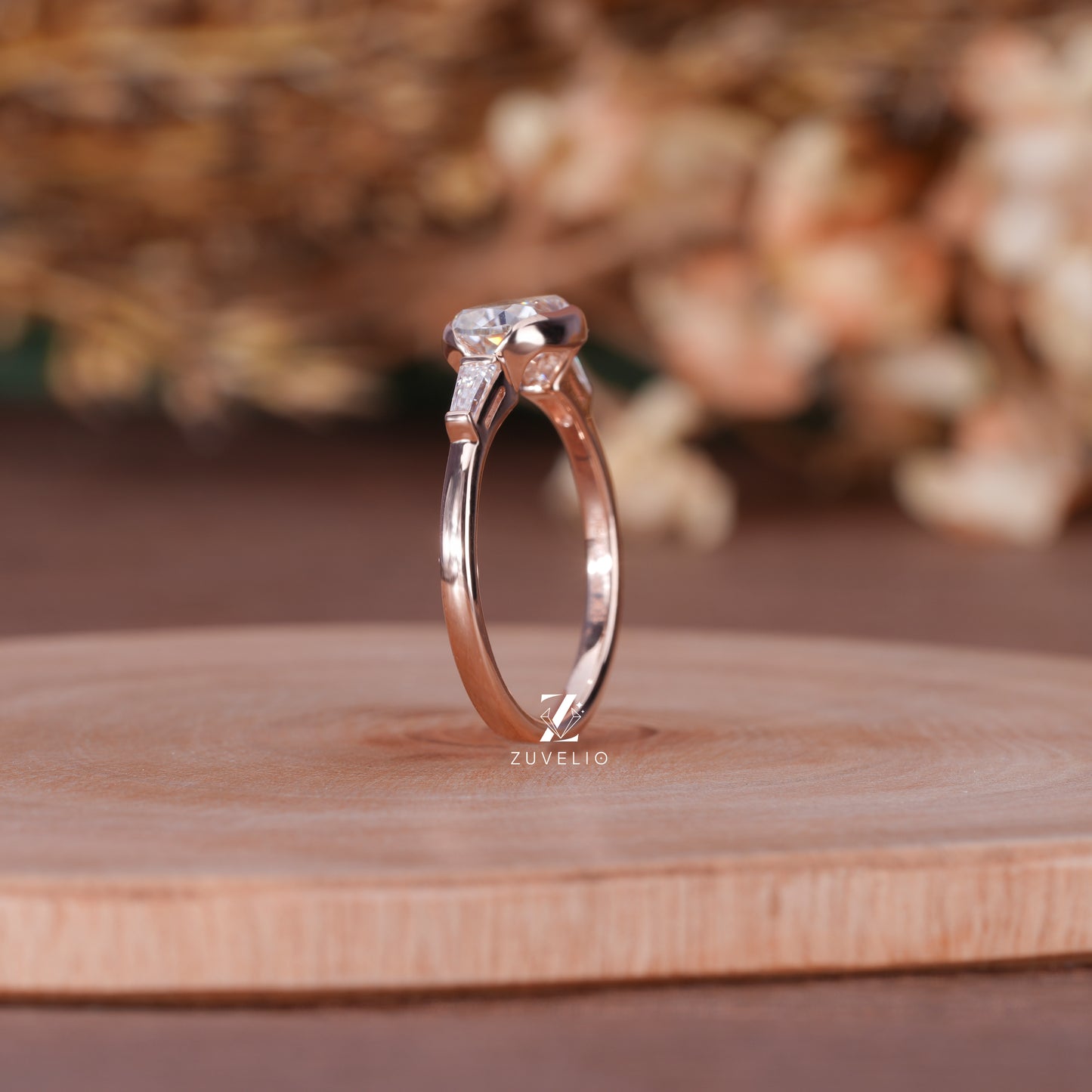 OMC Three Stone Moissanite Ring