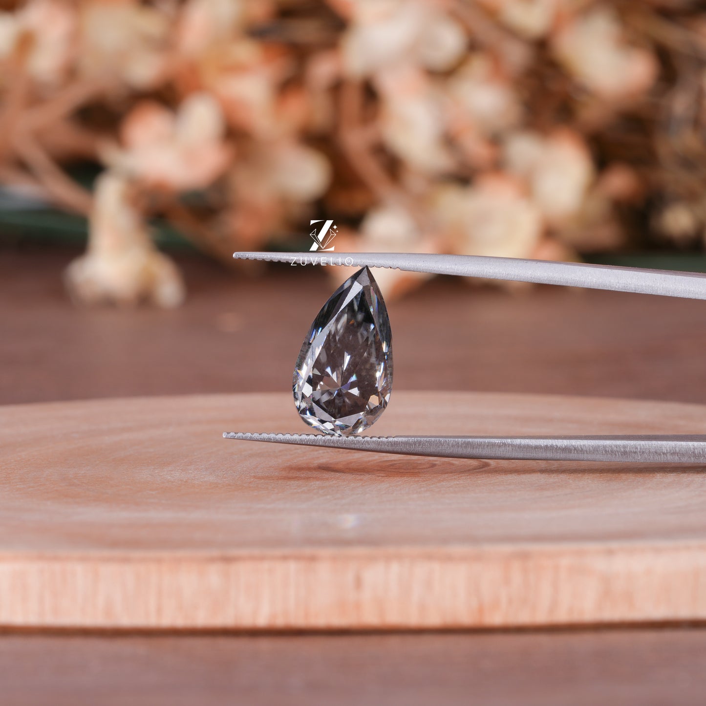 Pear Grey Moissanite Stone