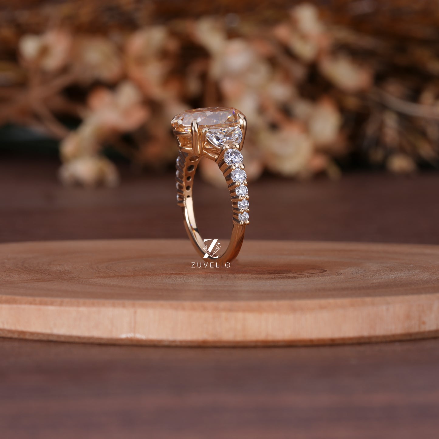 Champagne Oval Moissanite Ring