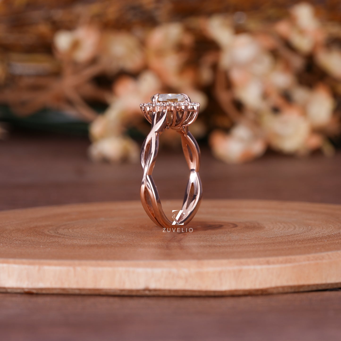 Champagne Pear Cluster Ring