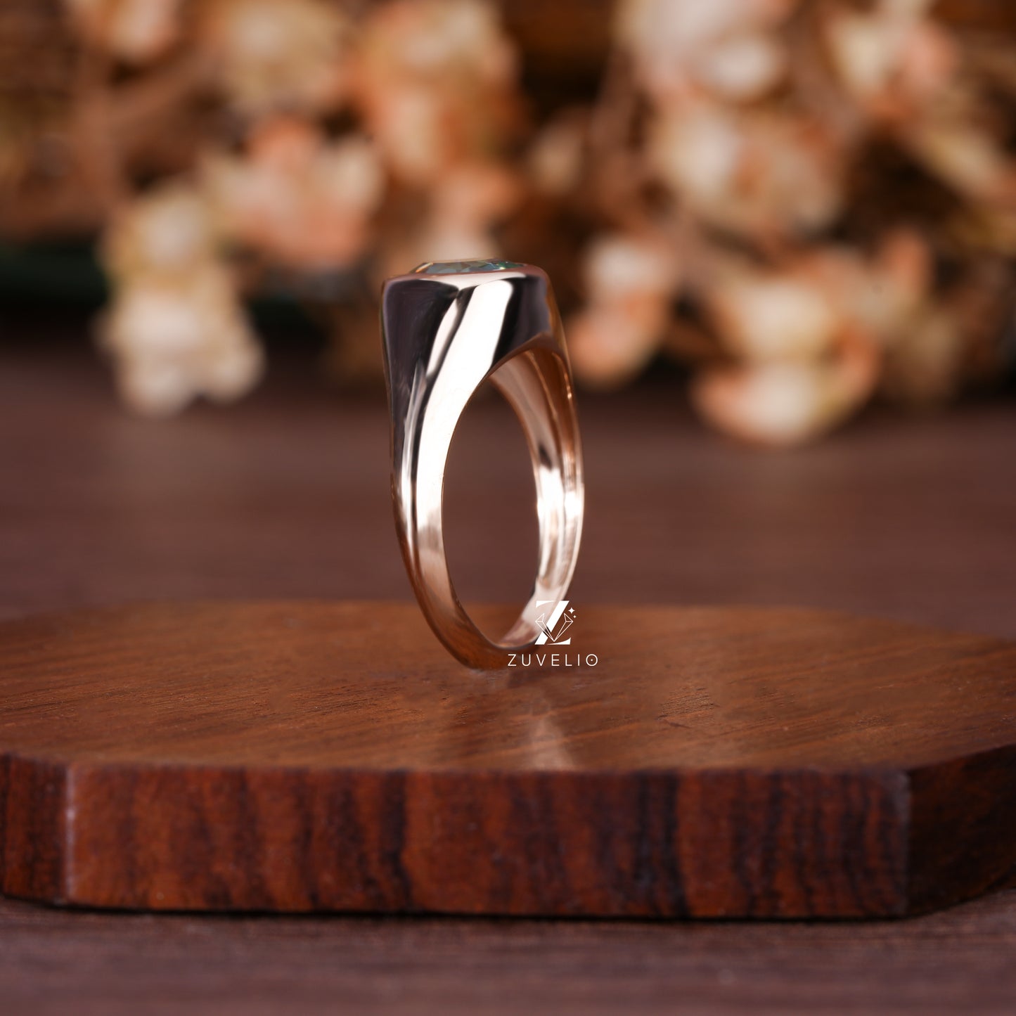 Green Pear Signet Ring