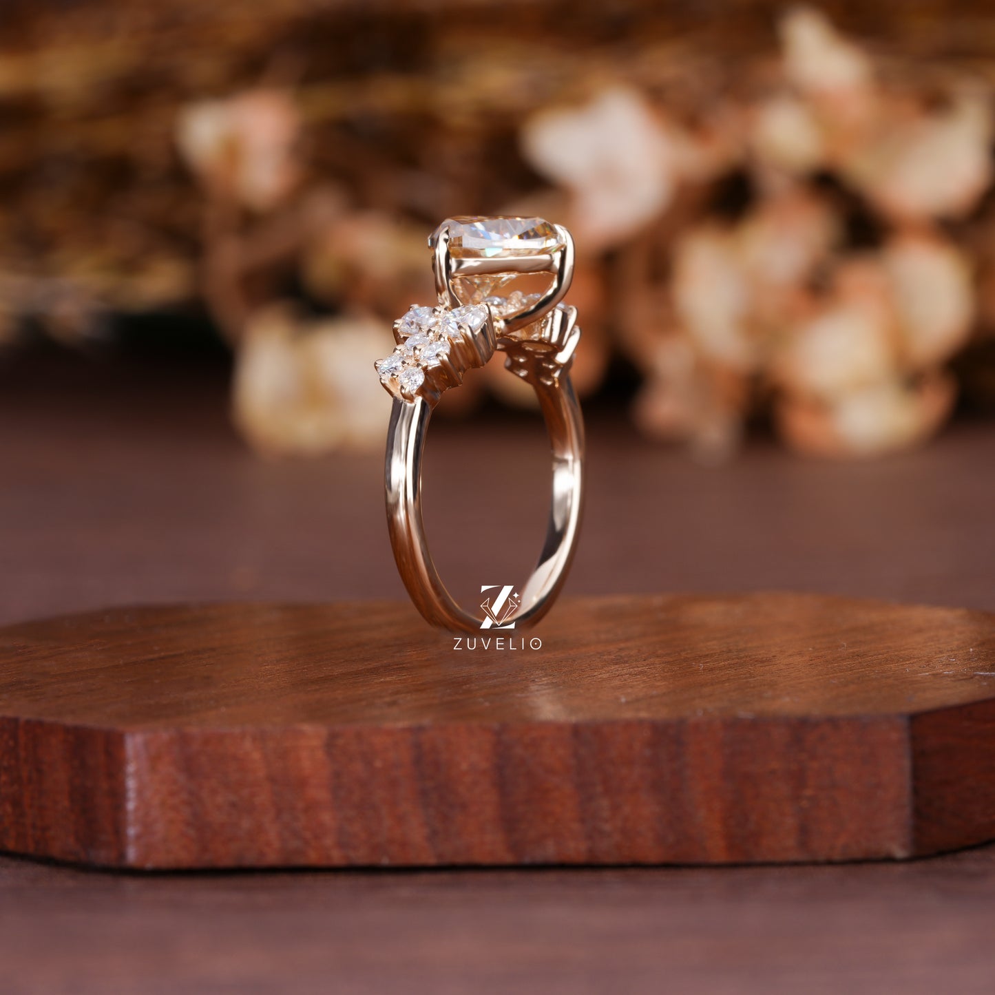 Trillion Champagne Moissanite Ring