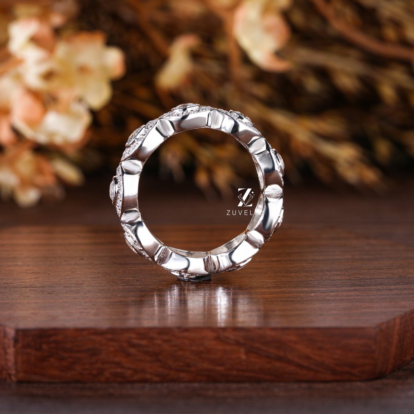 Bold Moissanite Wedding Band
