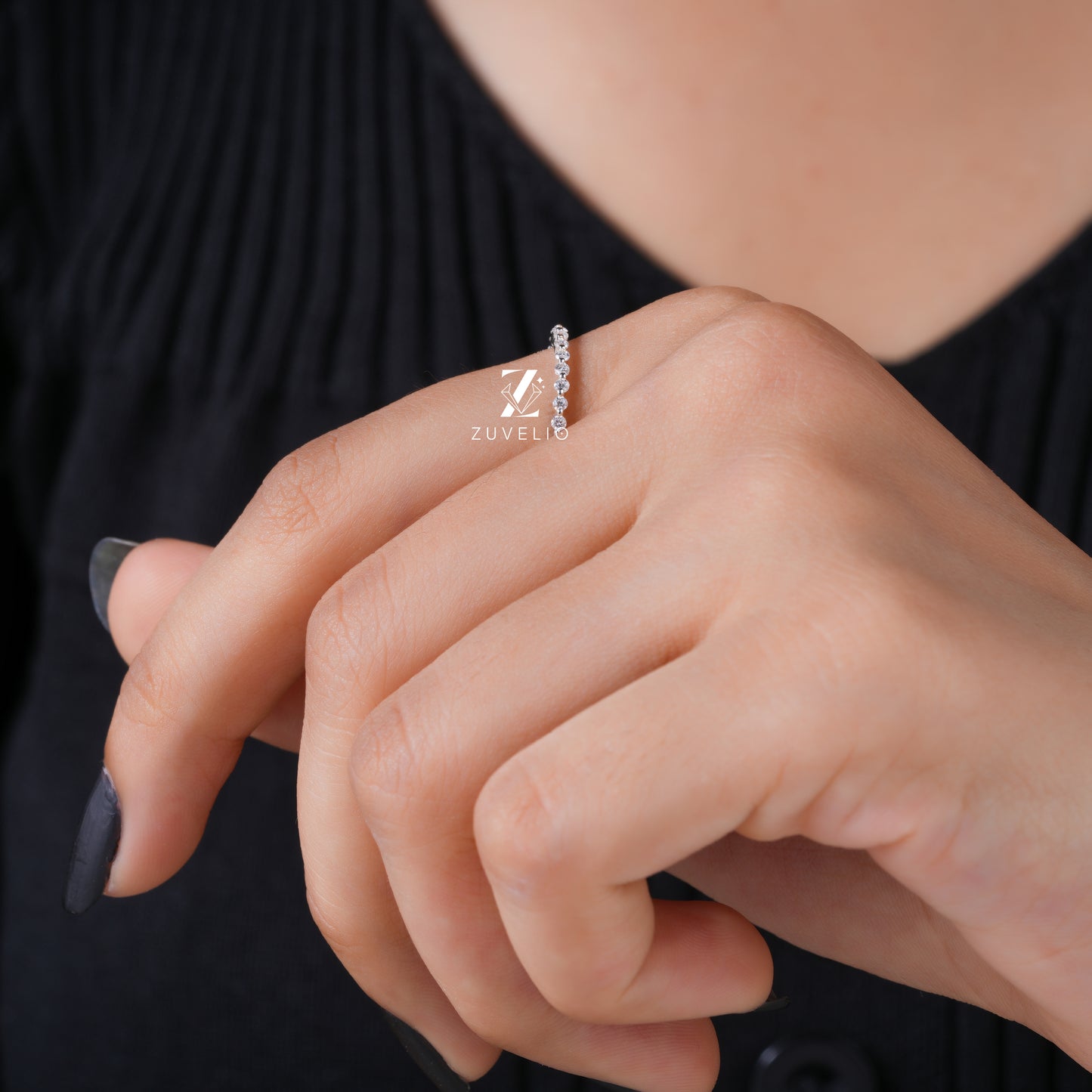 Dainty Moissanite Eternity Band