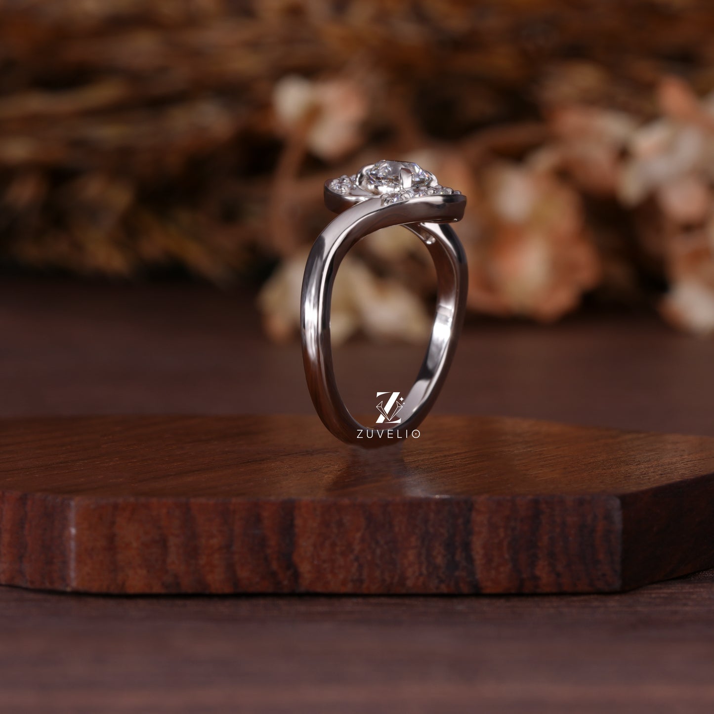 White Gold Bypass Ring