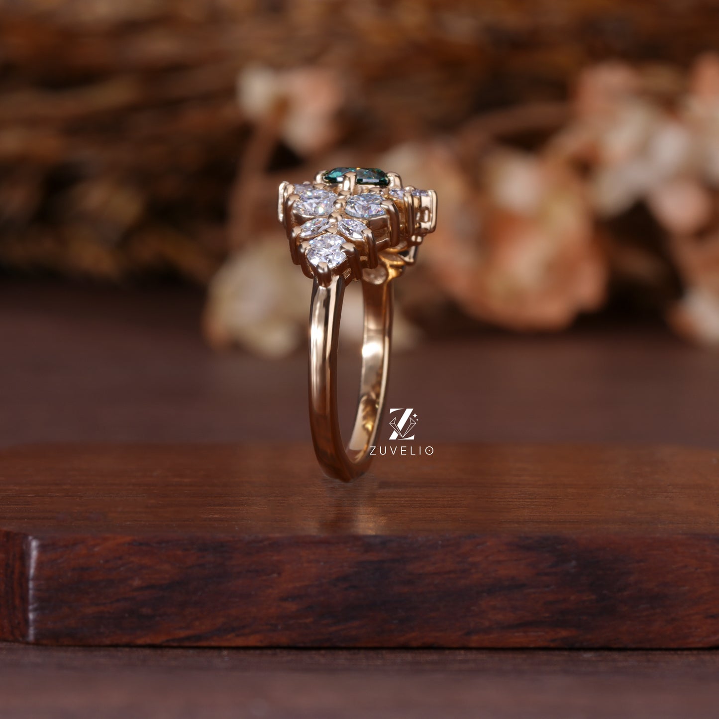 Round Moissanite Cluster Ring