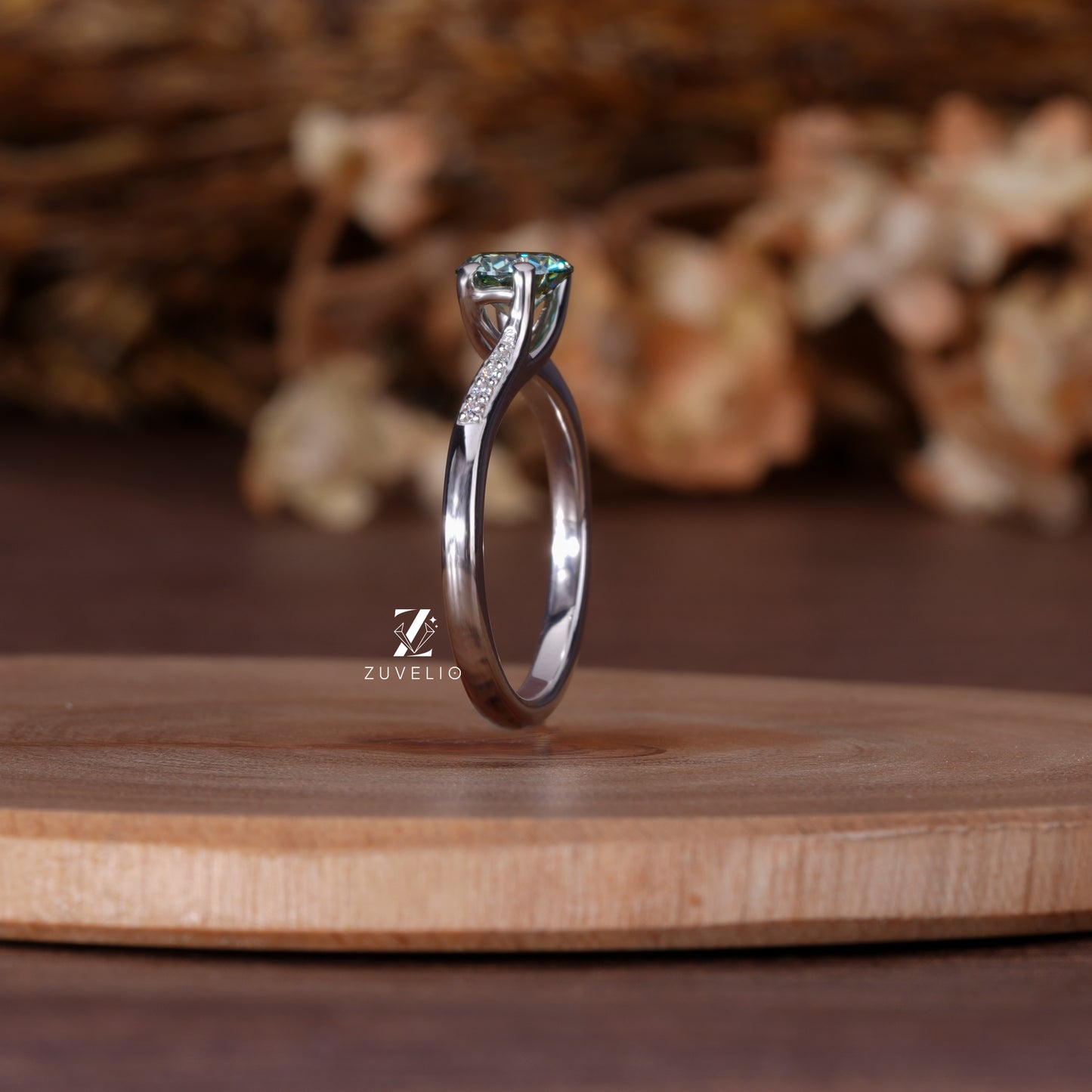 Light Green Moissanite Ring