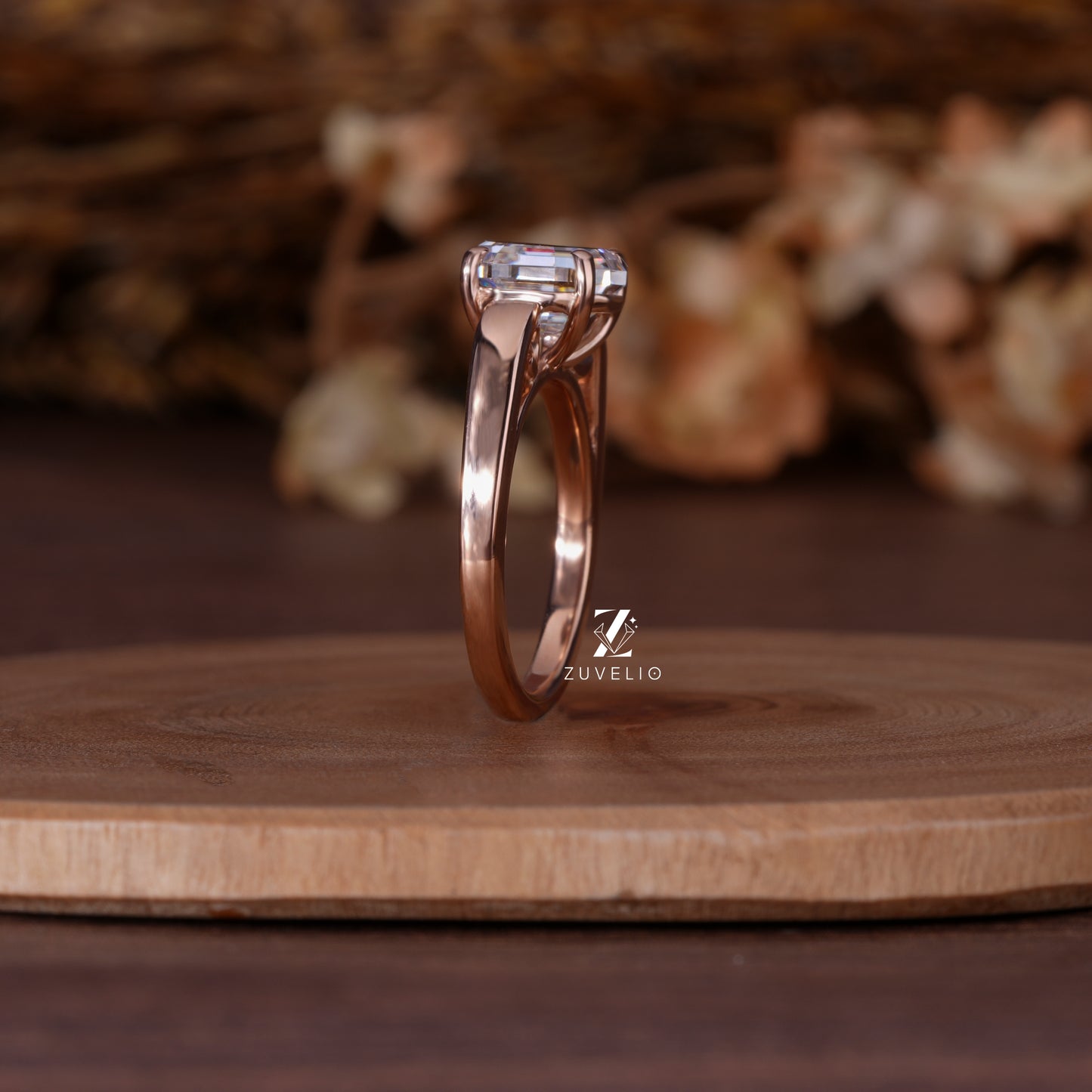 Octagon Moissanite Engagement Ring