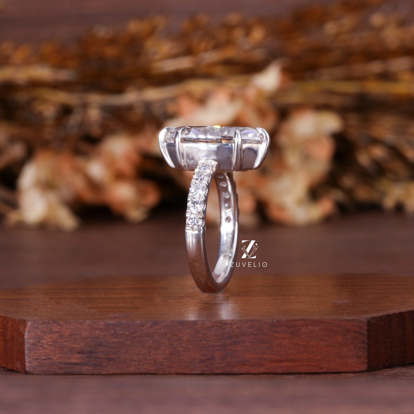 Marquise Moissanite Pavé Ring