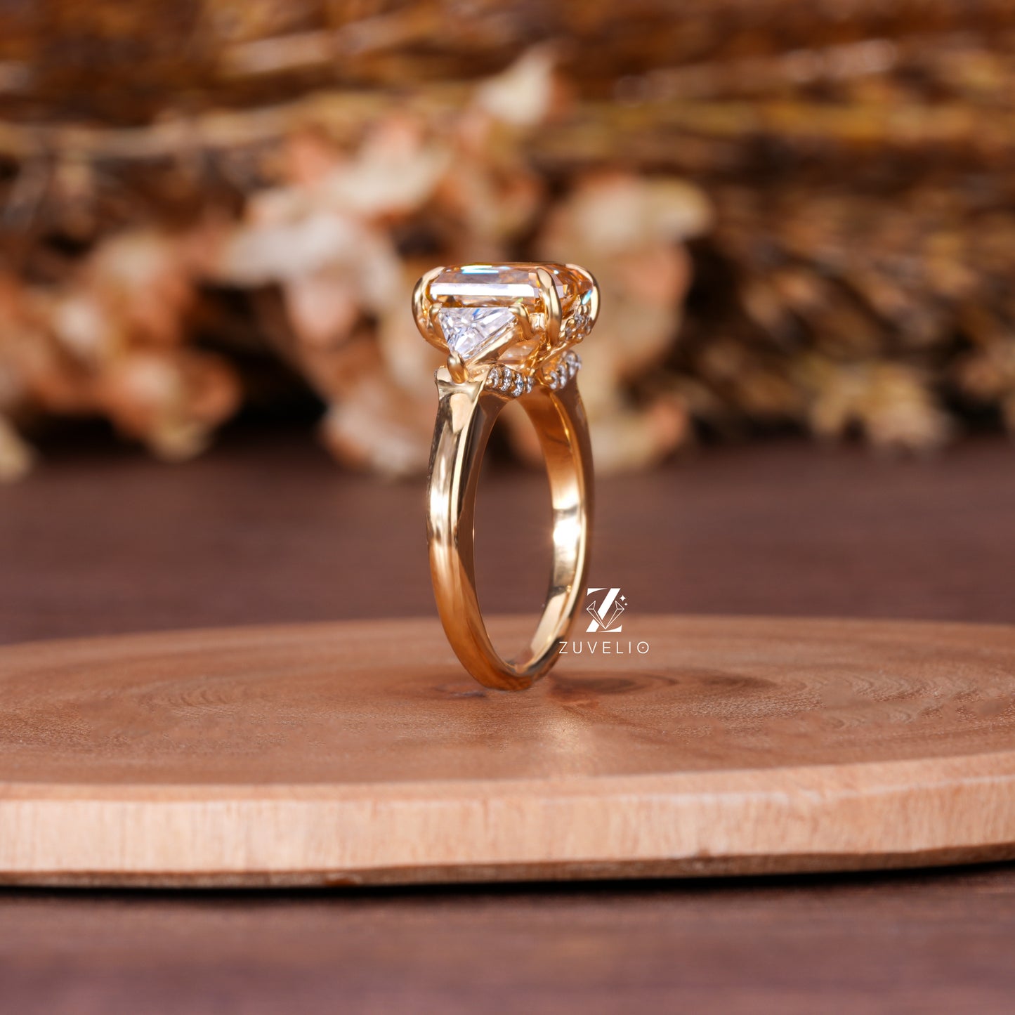 Emerald Champagne Trilogy Ring
