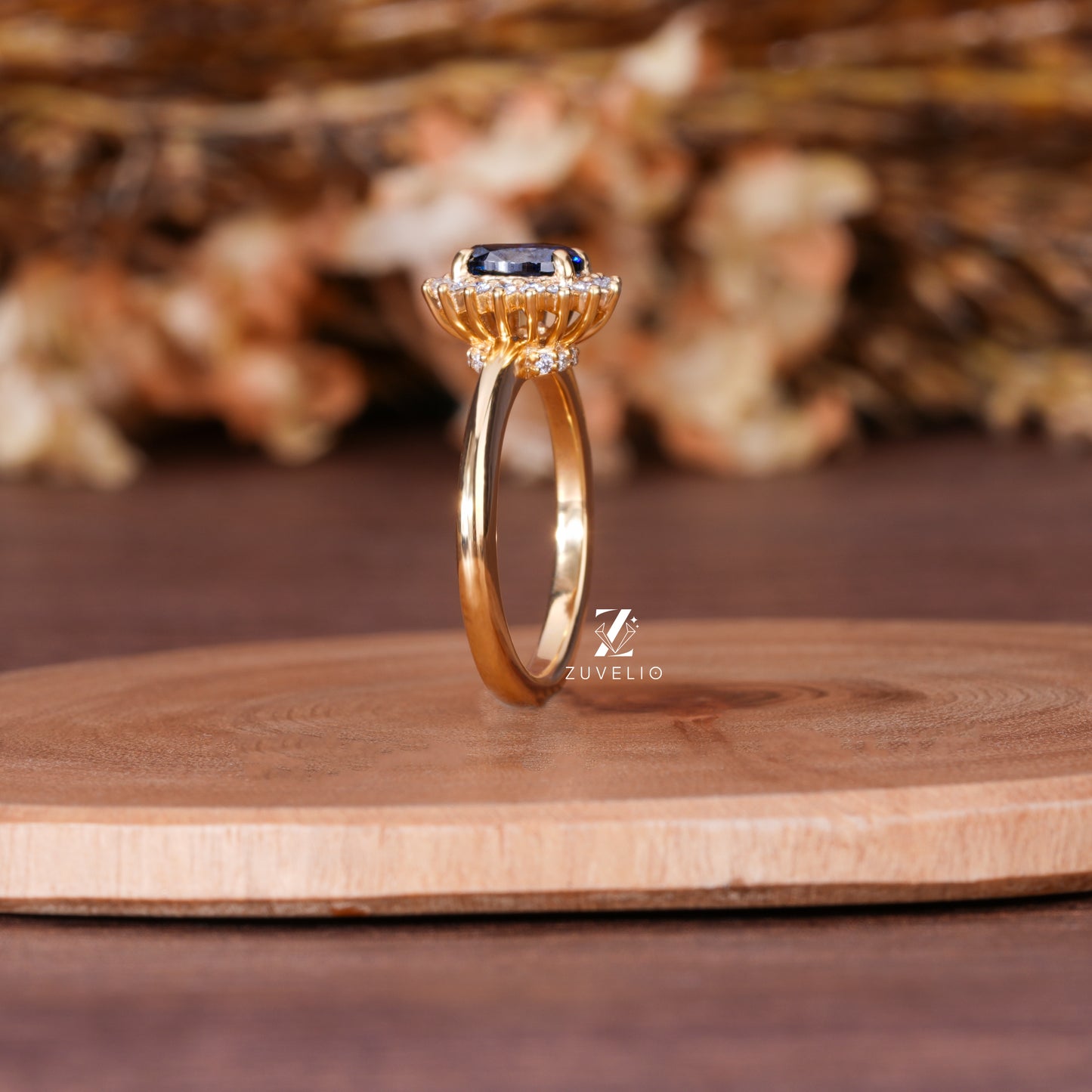 Royal Blue Halo Ring