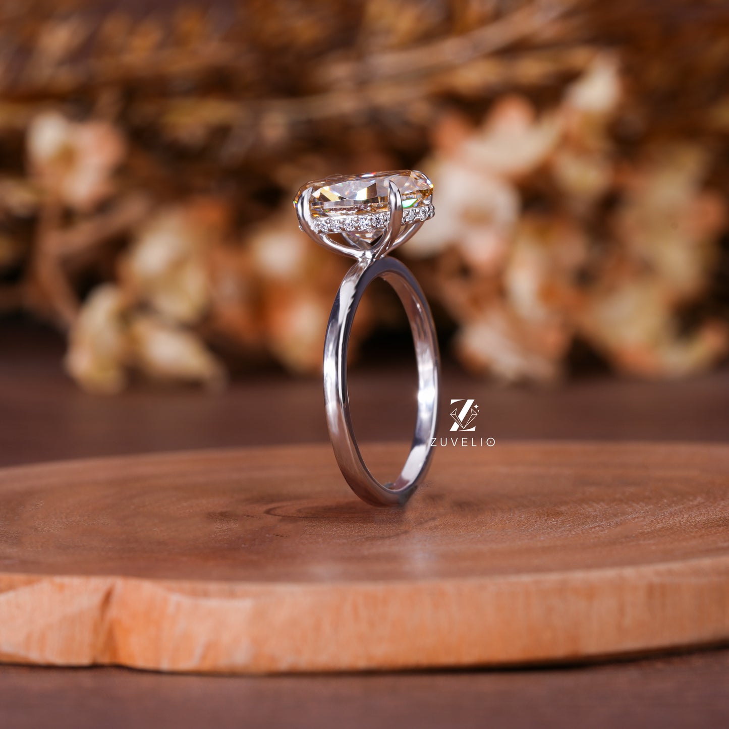 Oval Solitaire Champagne Ring