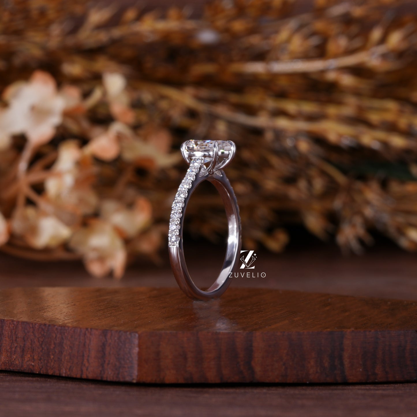 Pear Moissanite Cathedral Ring
