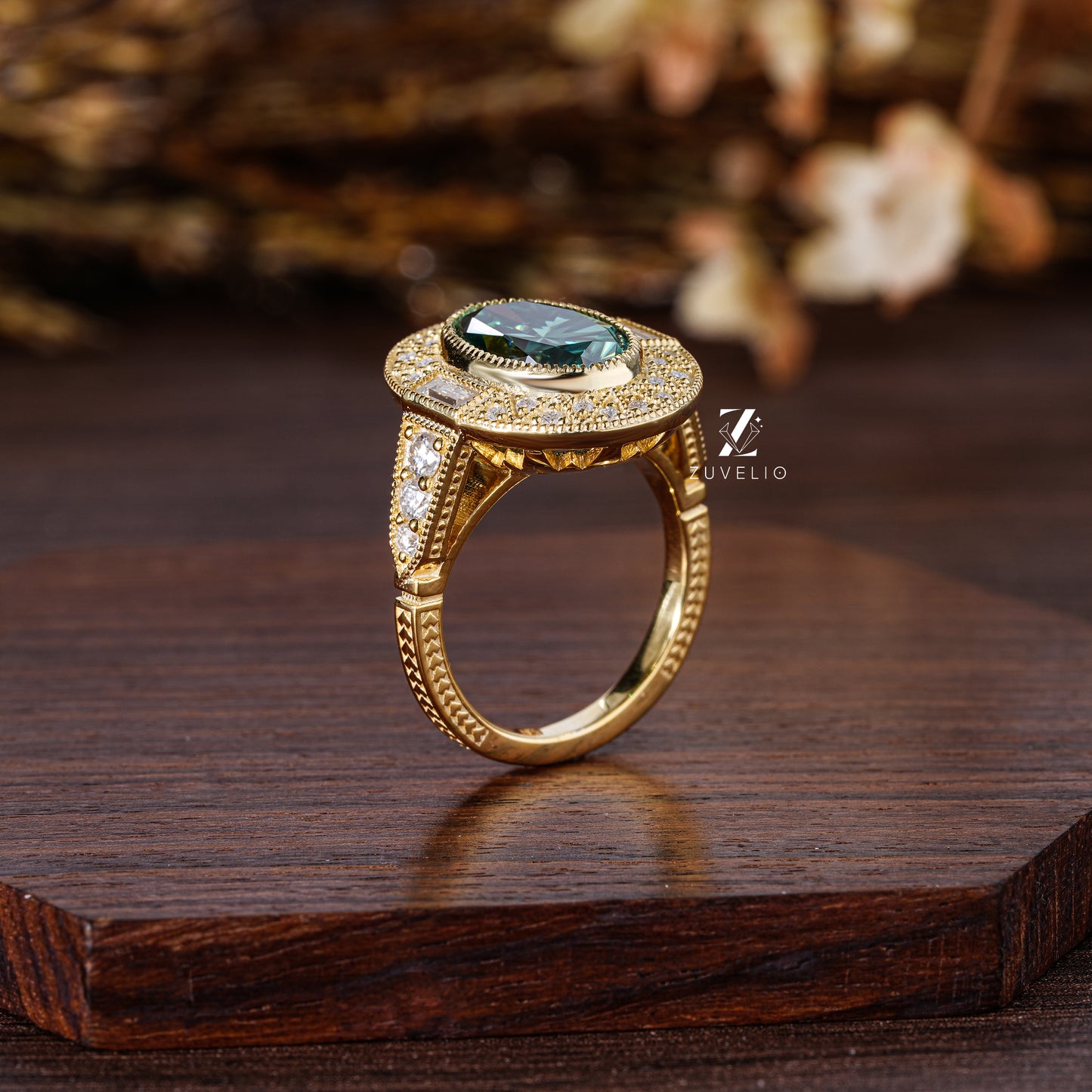 Oval Cluster Halo Ring