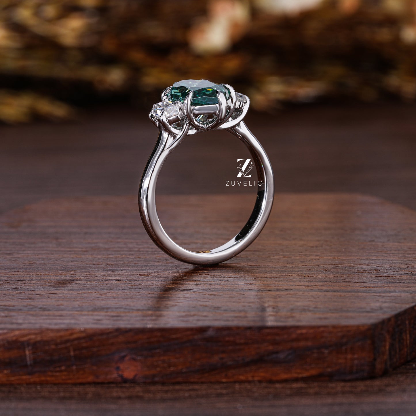 Green Hexagon Moissanite Ring - Zuvelio.com