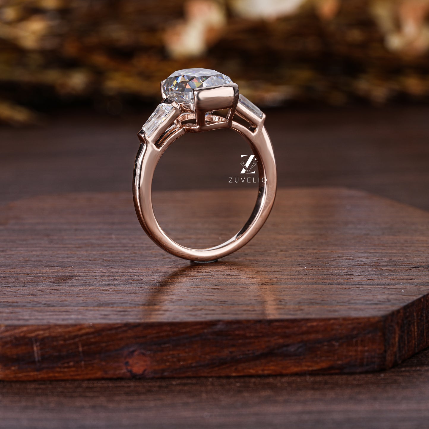 Criss Cut Moissanite Ring
