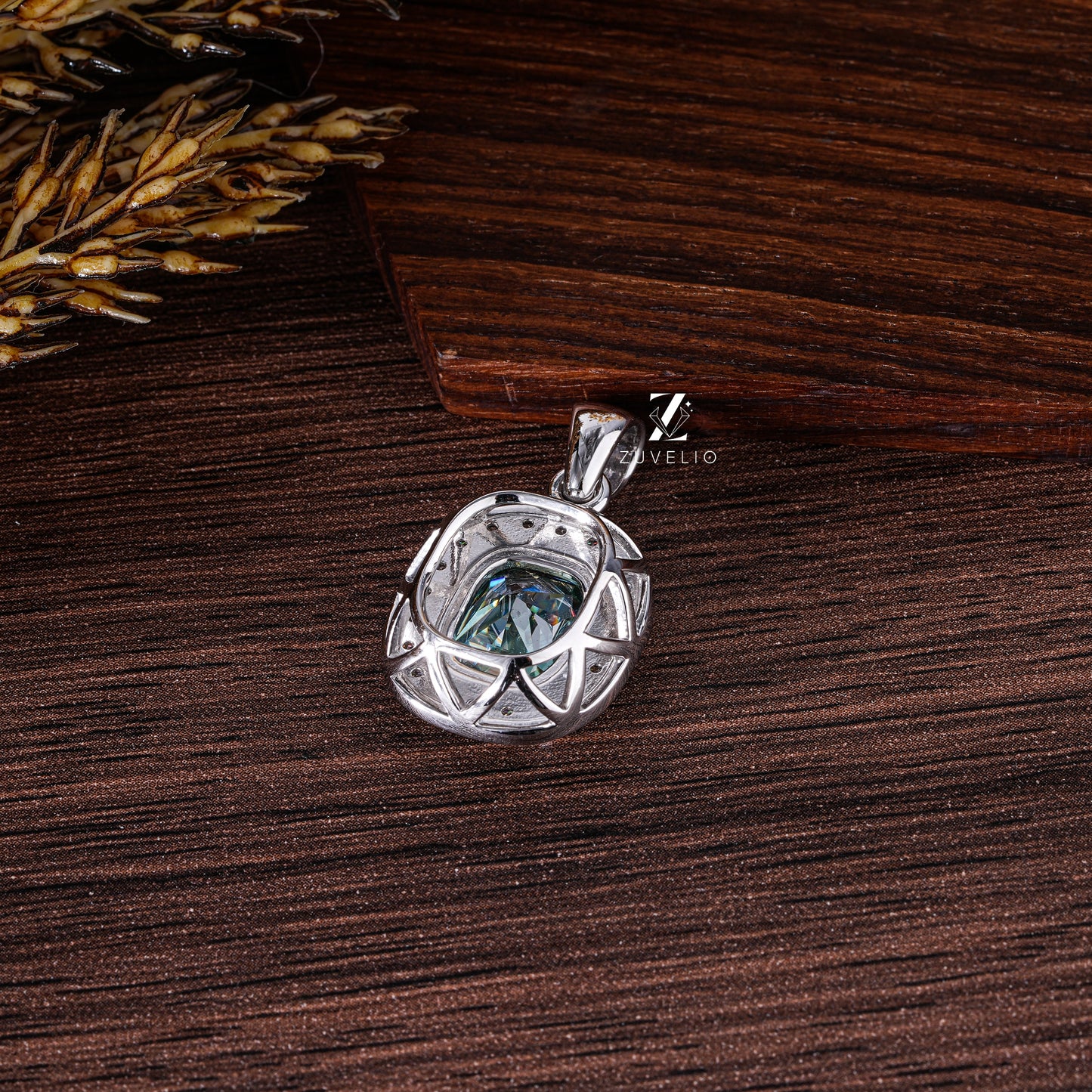 Blue Green Moissanite Pendant - Zuvelio.com