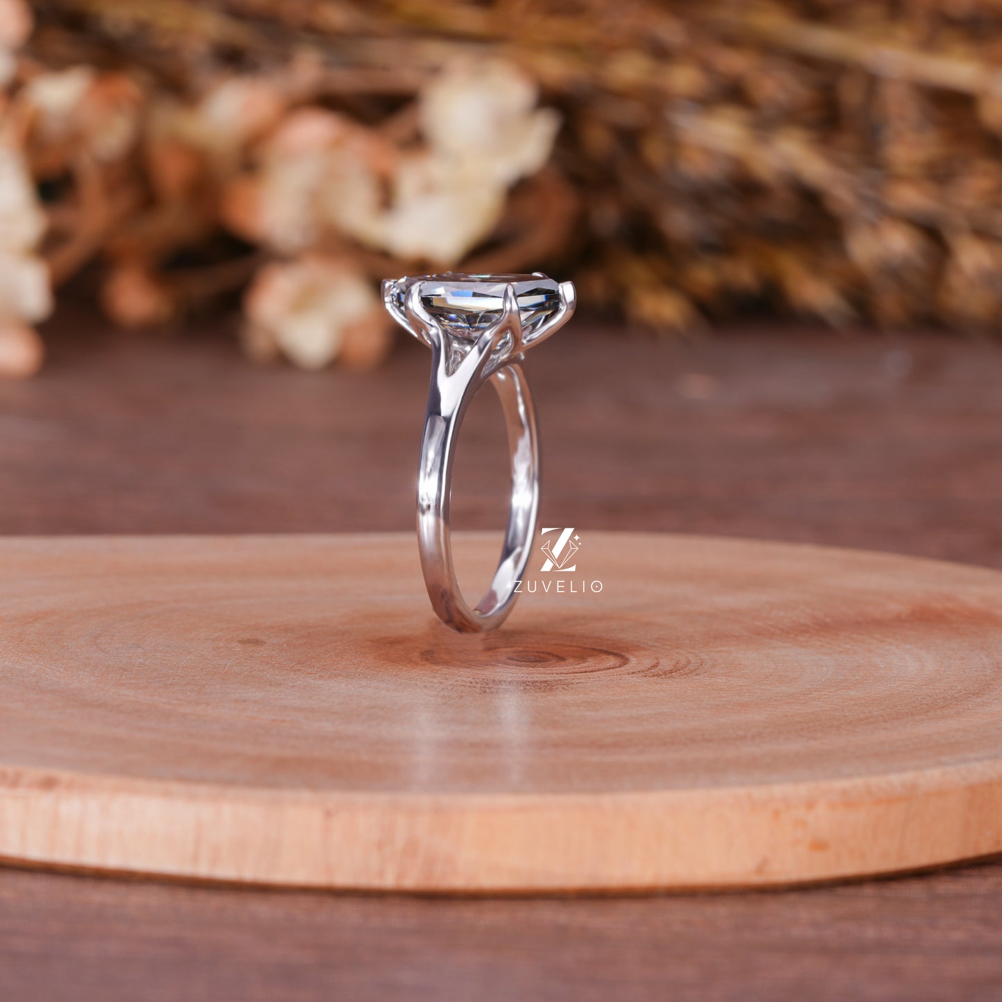 Grey Marquise Moissanite Ring