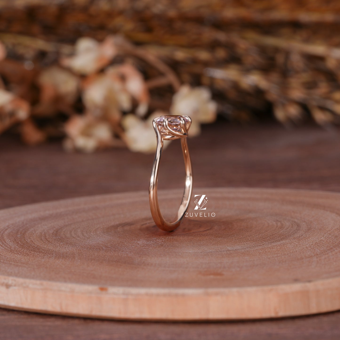Pink Round Solitaire Ring