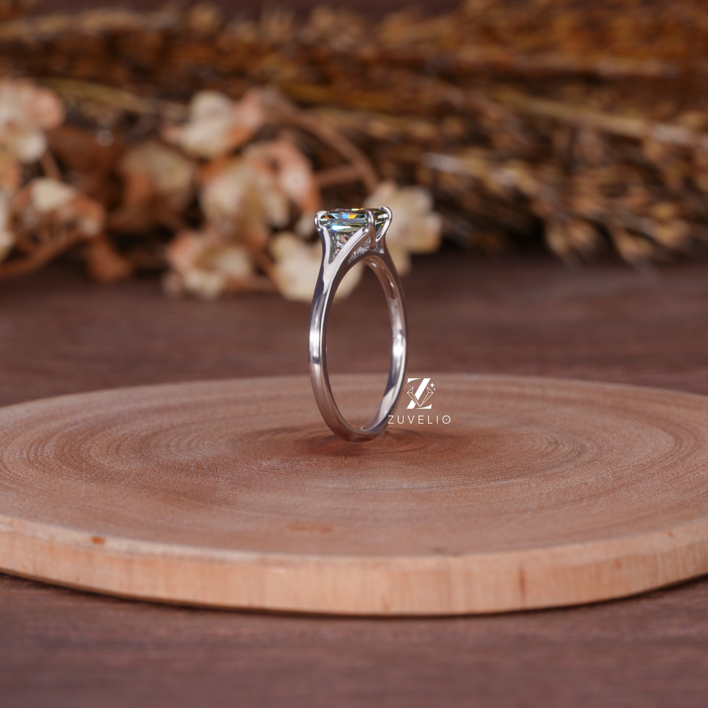 Dainty Radiant Moissanite Ring