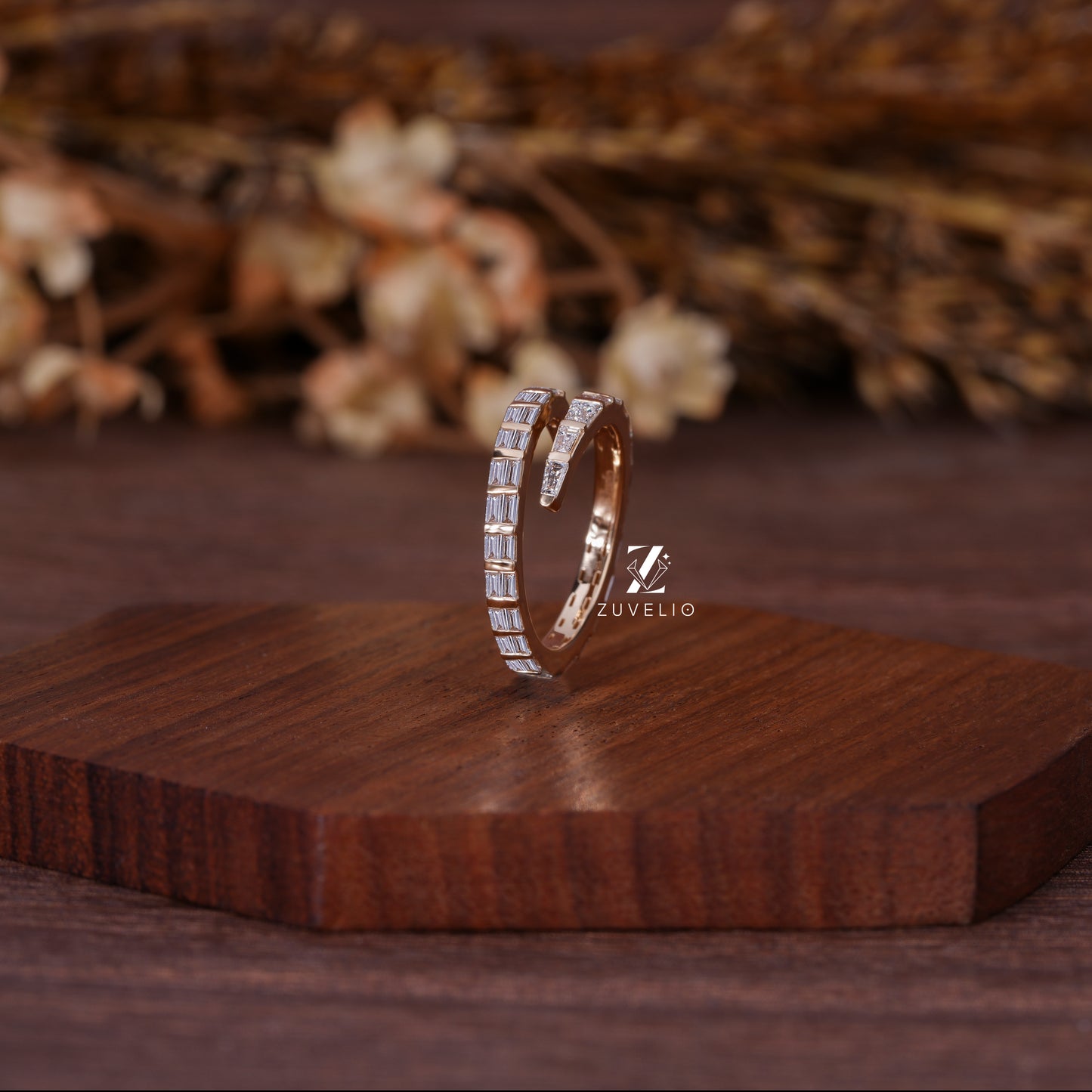 Spiral Baguette Diamond Band