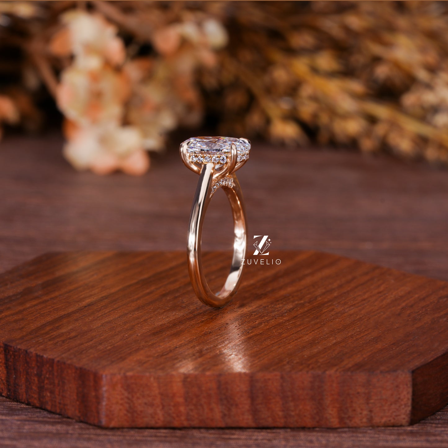Oval Hidden Halo Ring