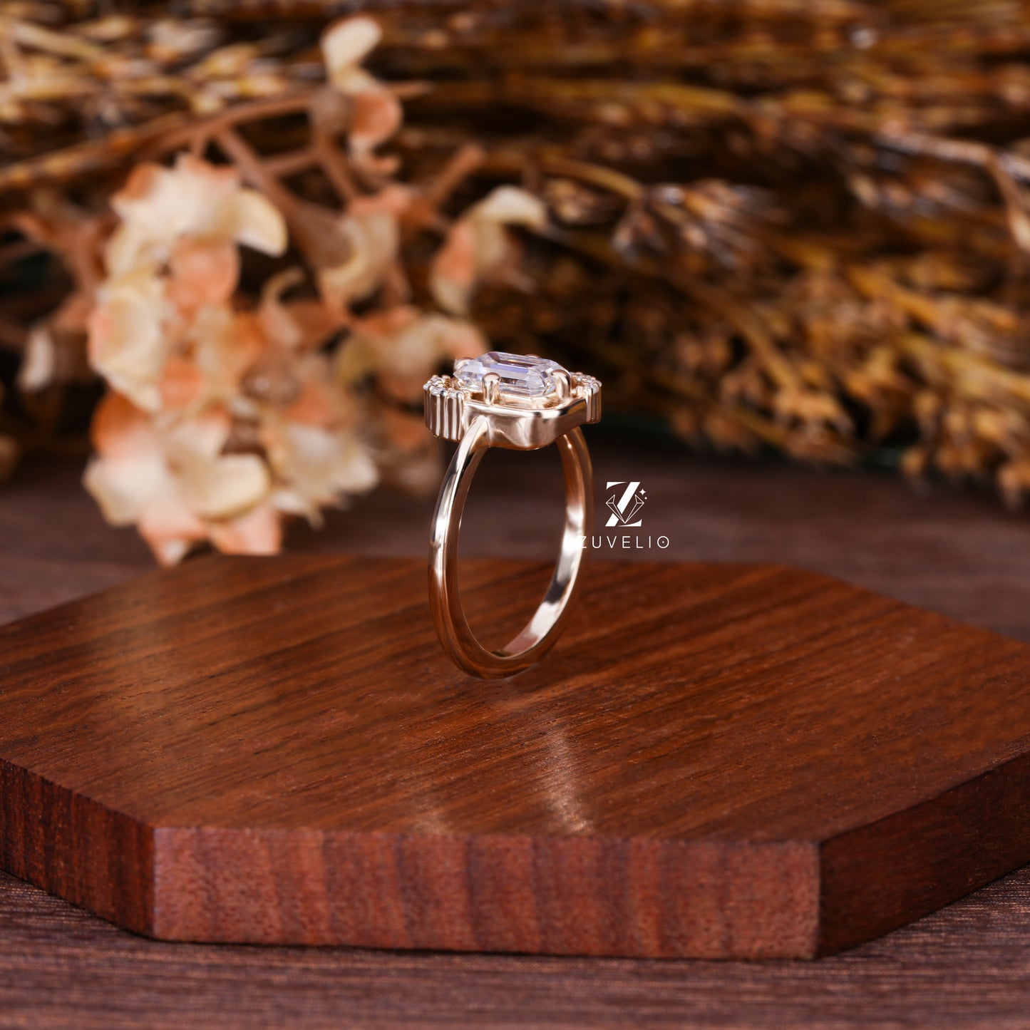 Emerald Moissanite Designer Ring