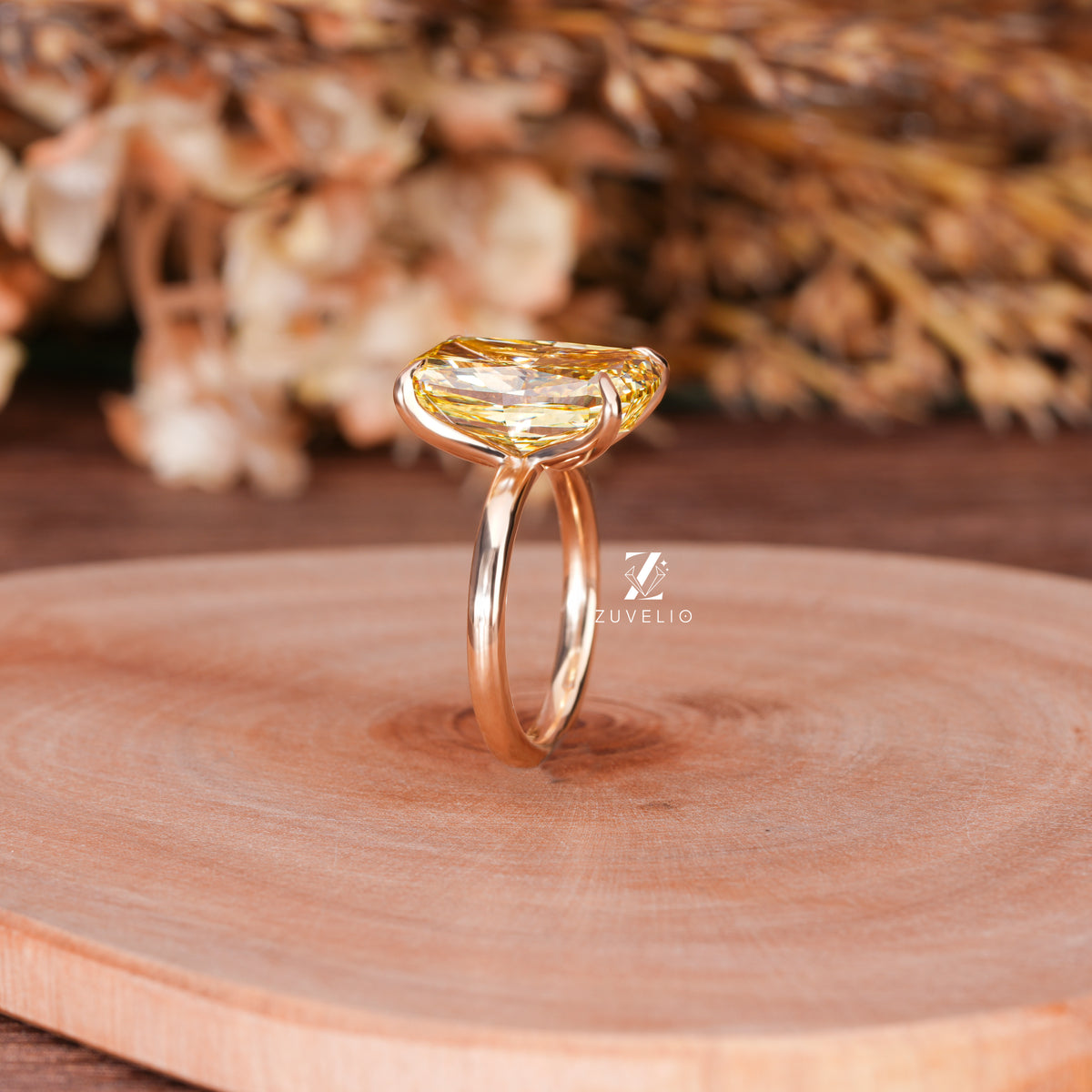 Yellow Cushion Diamond Ring
