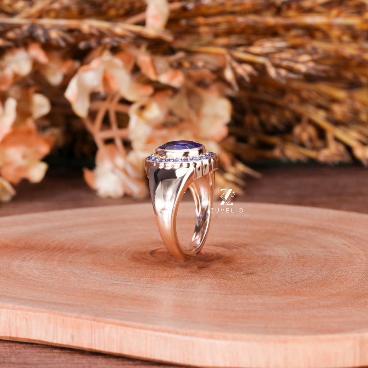 Blue Oval Signet Ring