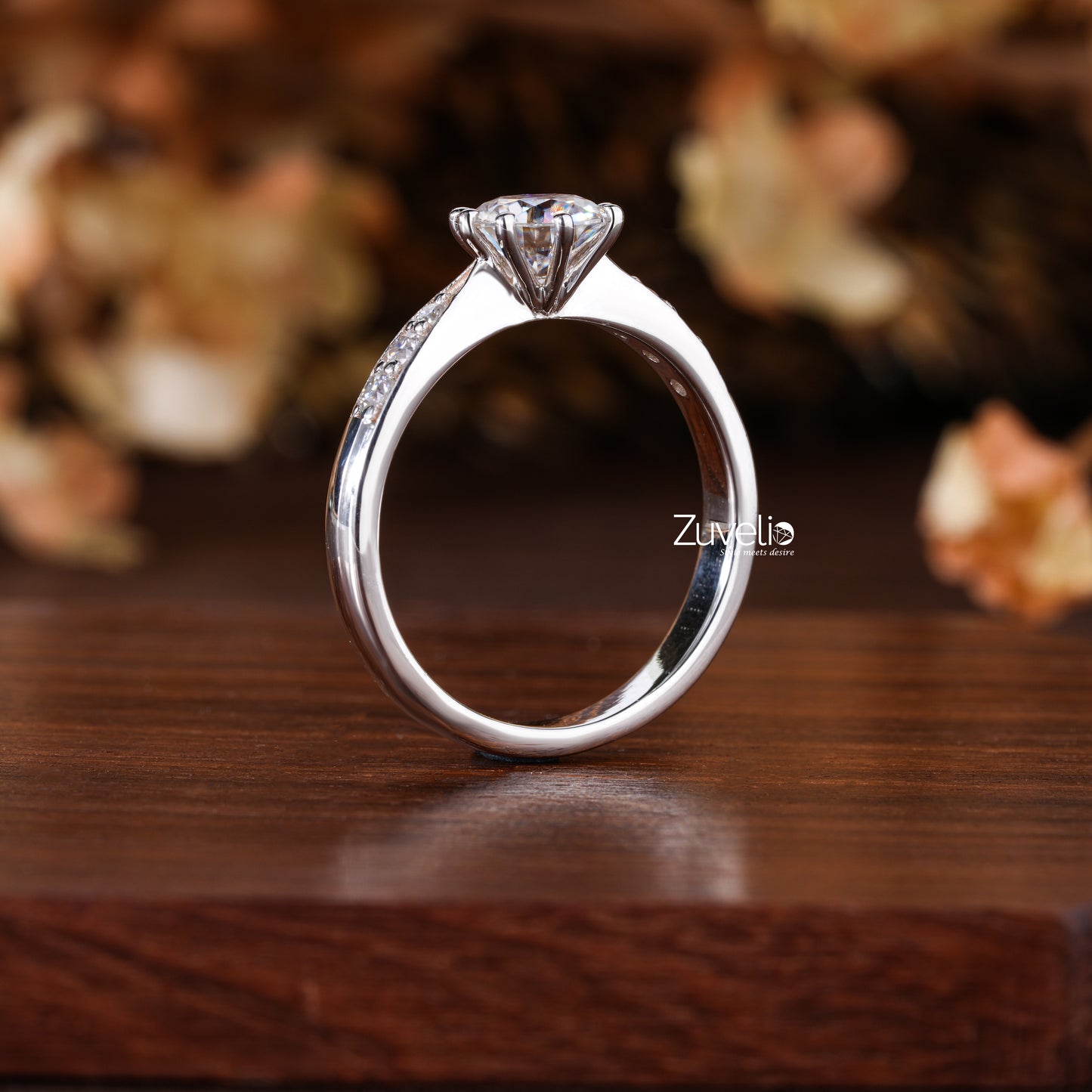 Pave Solitaire Diamond Wedding Ring