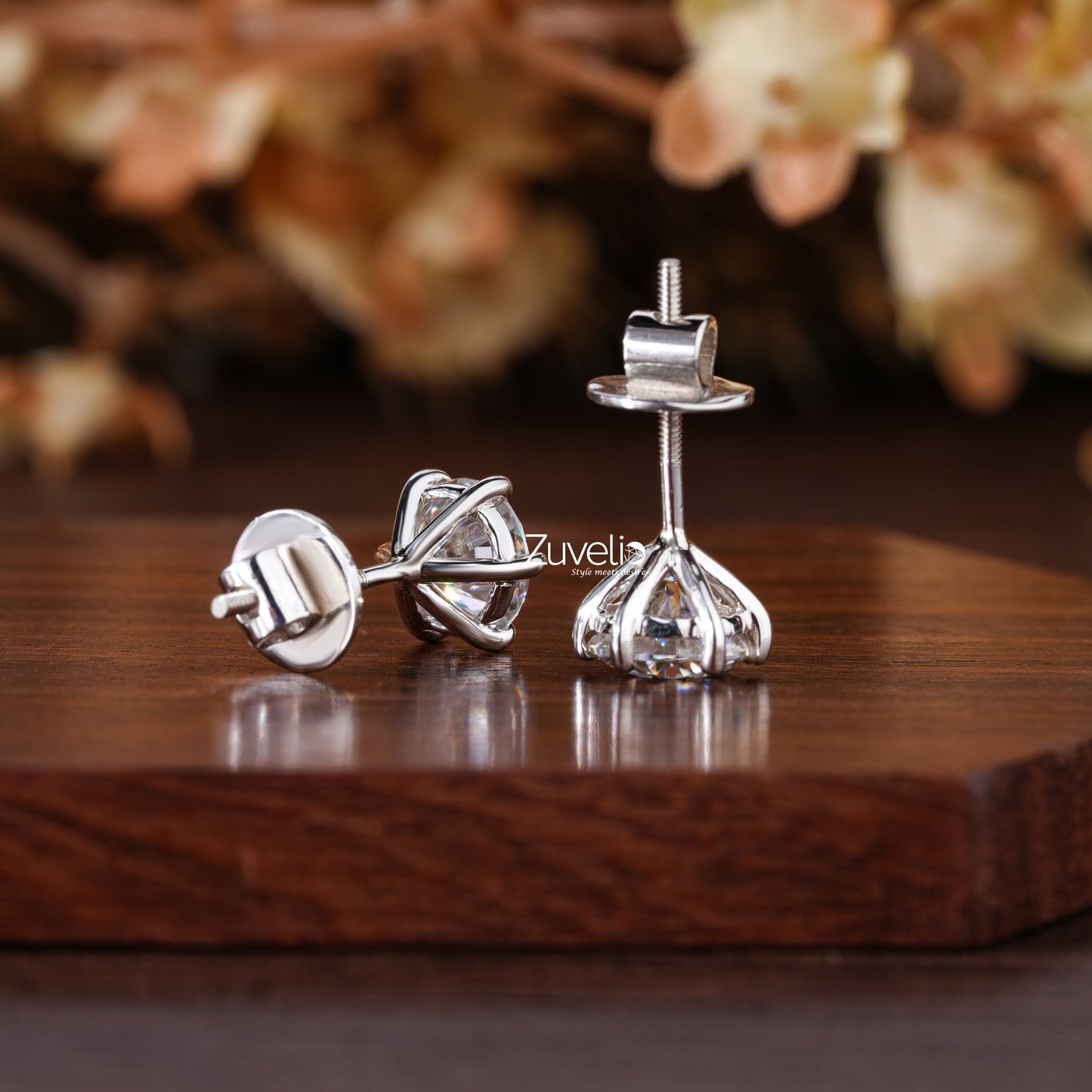 White Gold Moissanite Studs