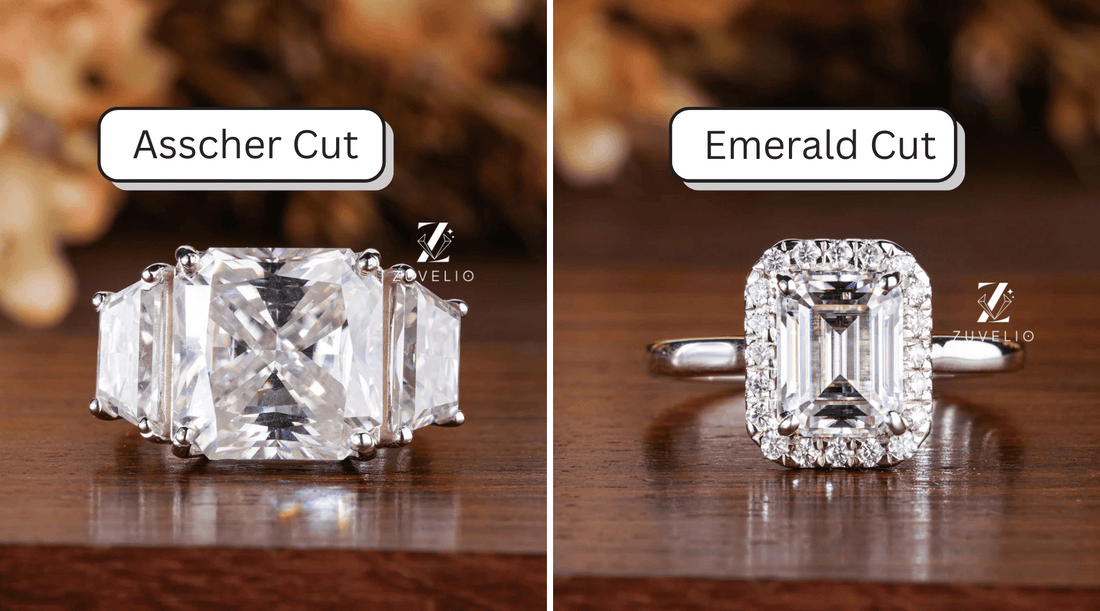 Asscher vs Emerald Cut Moissanite: The Clean Cut Showdown